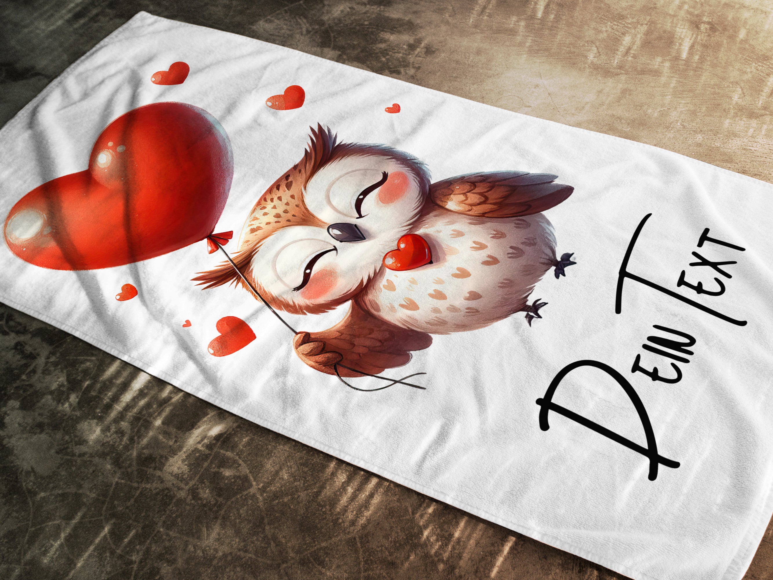Handtuch Eule mit Herz