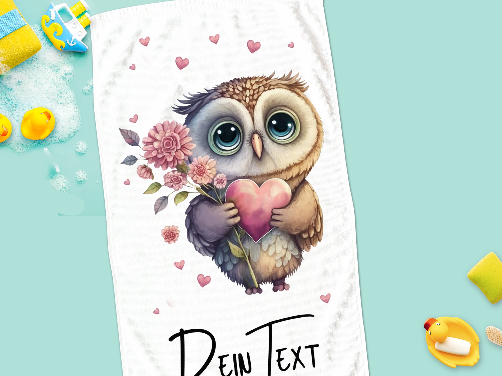 Badetuch Eule mit Herz