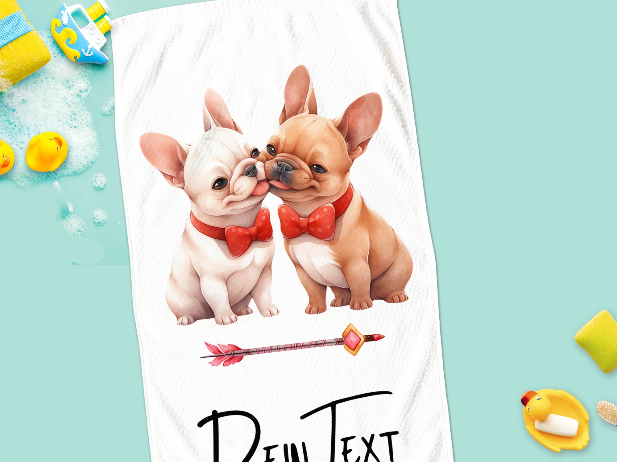 Badetuch mit französischen Bulldoggen