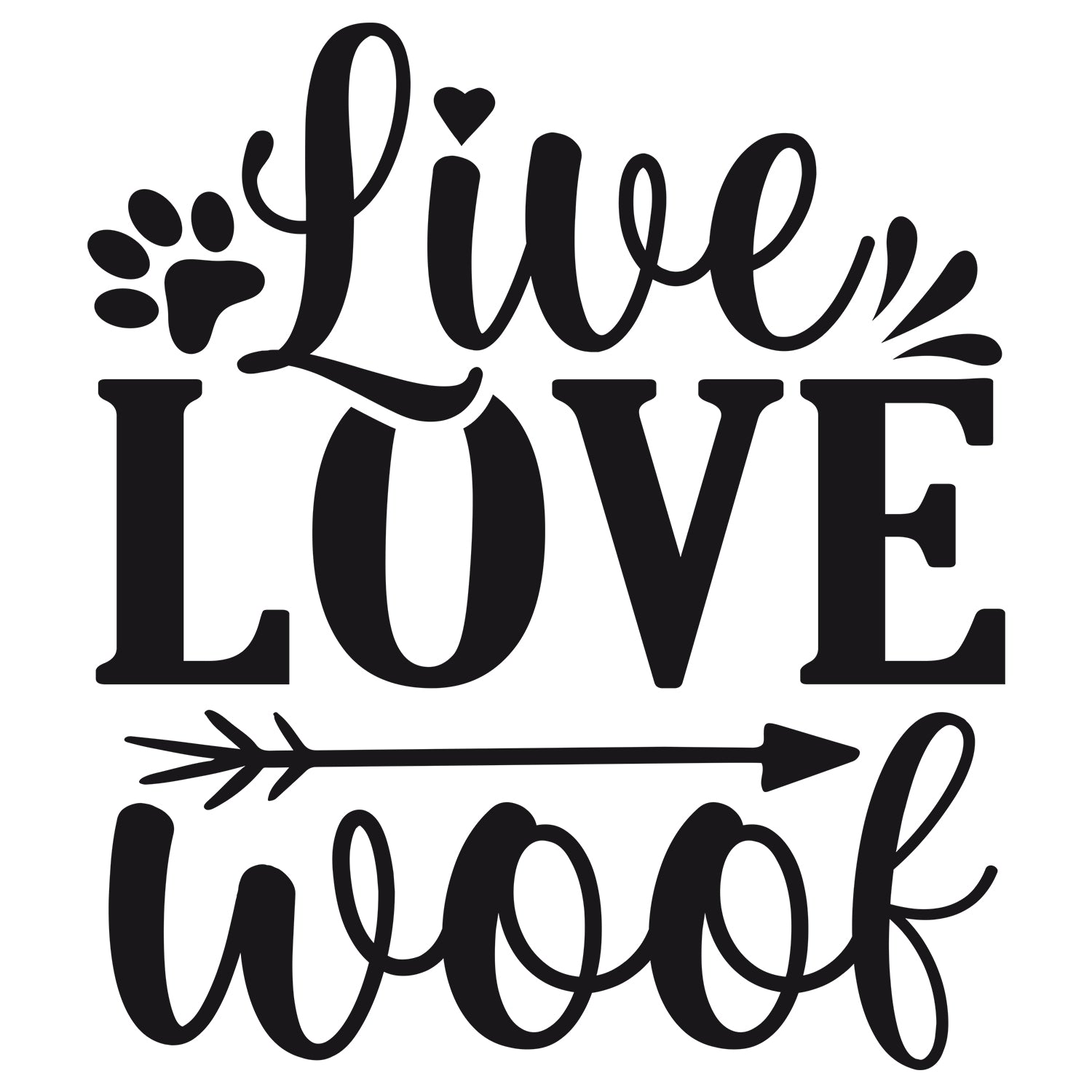 Wandtattoo Live Love Woof