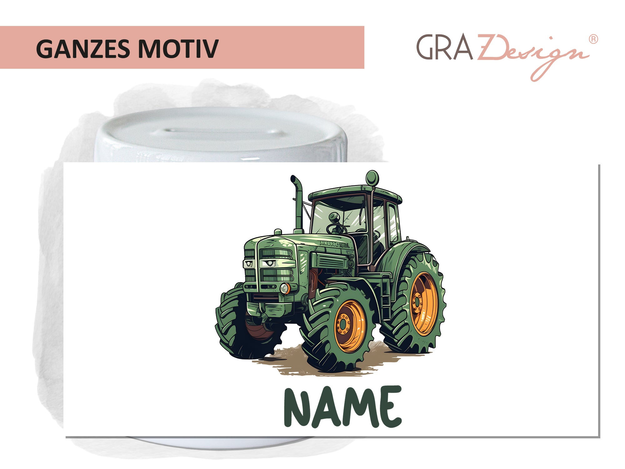 Spardose Traktor mit Namen