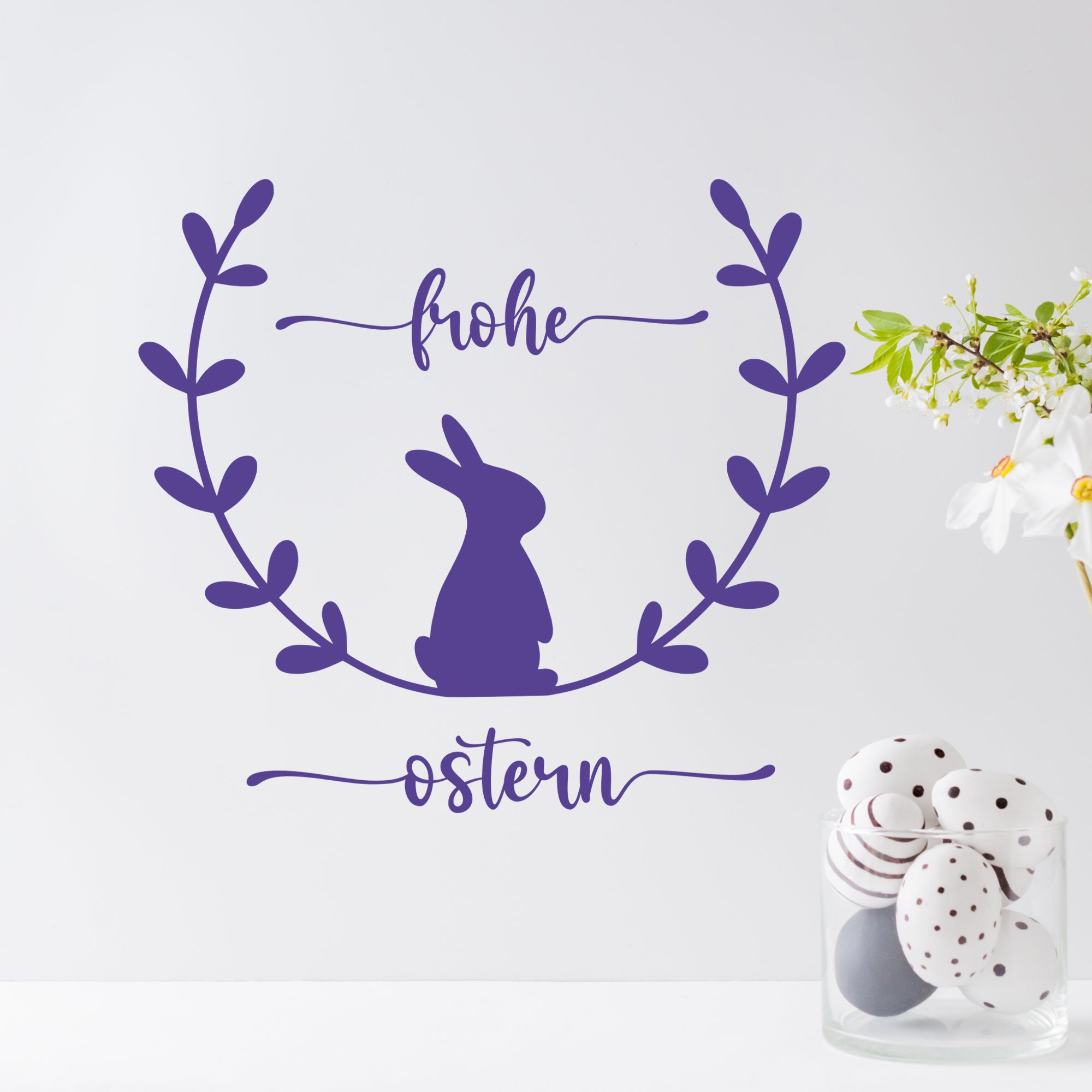 Wandtattoo Hase - Fröhliche Ostern für dein Zuhause