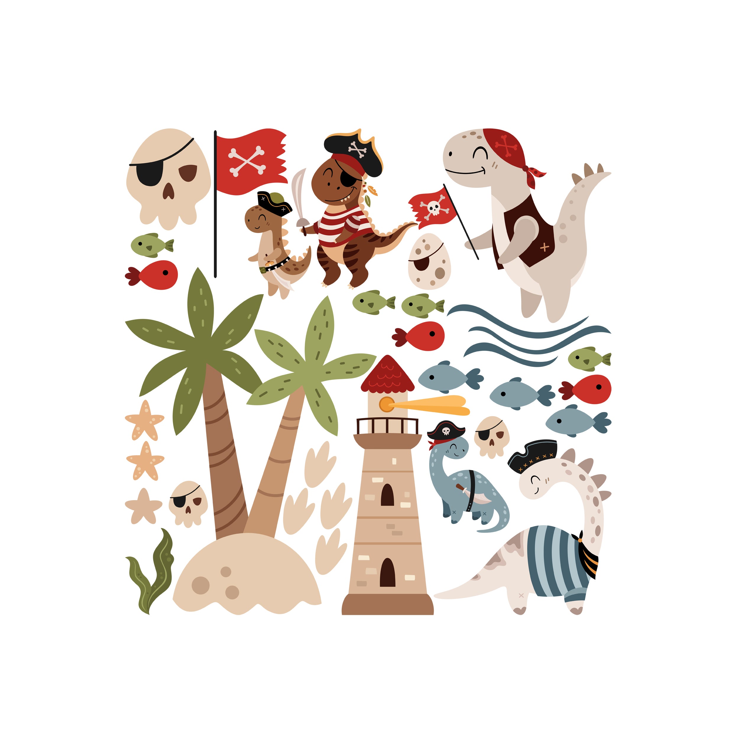 Wandtattoo Dinosaurier Piraten