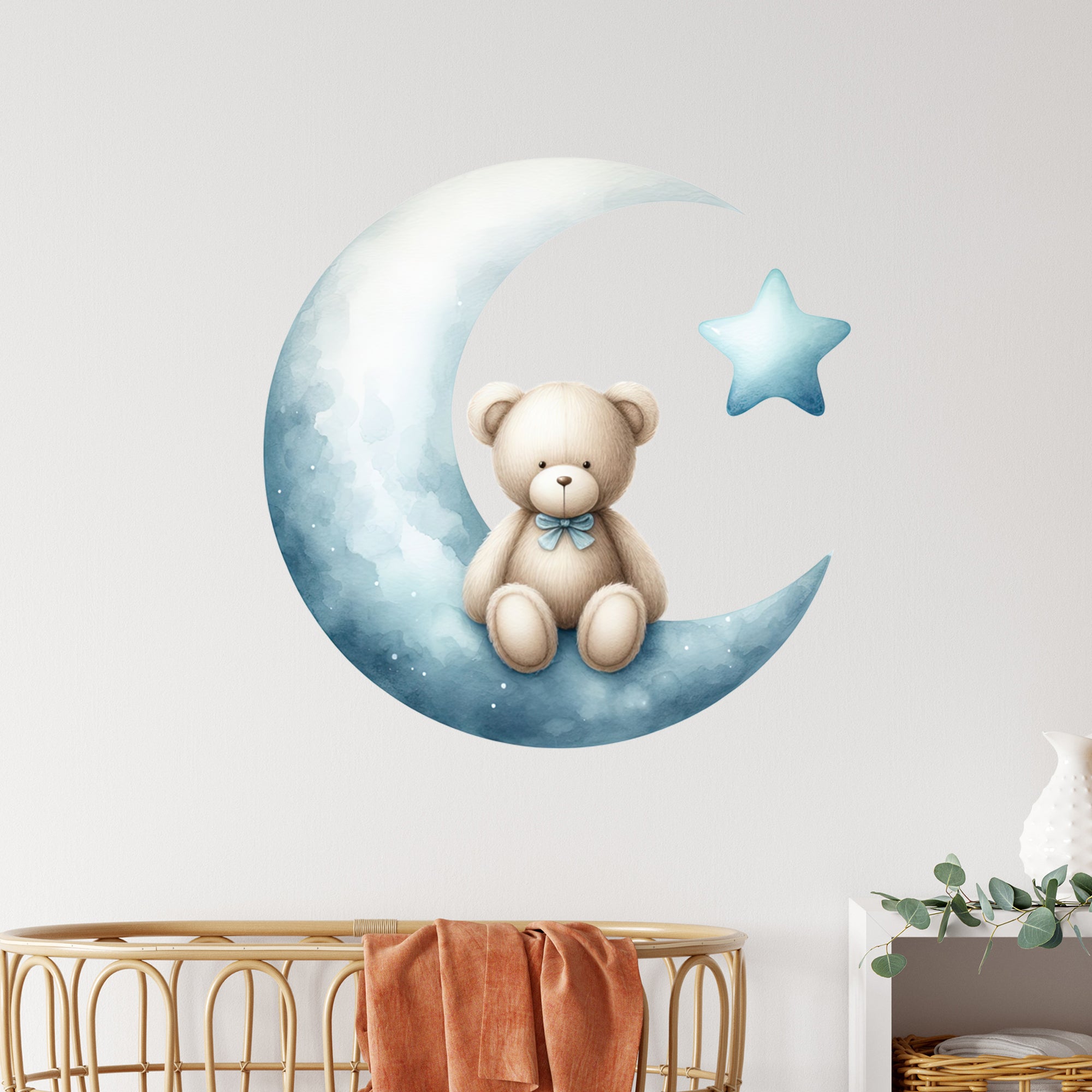 Wandtattoo Teddy auf Mond - Für süße Träume