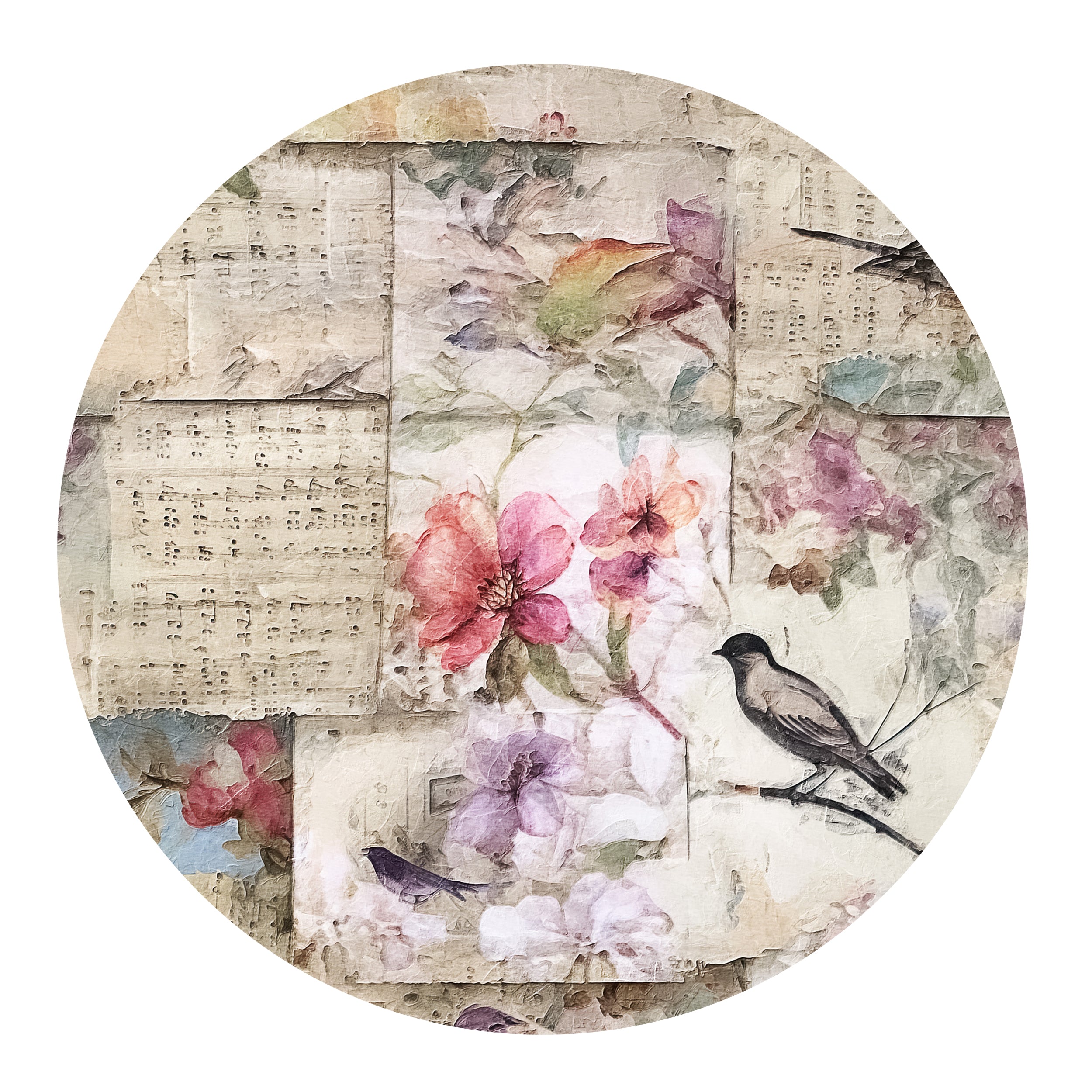 Wandtattoo mit Blumen und Vogel