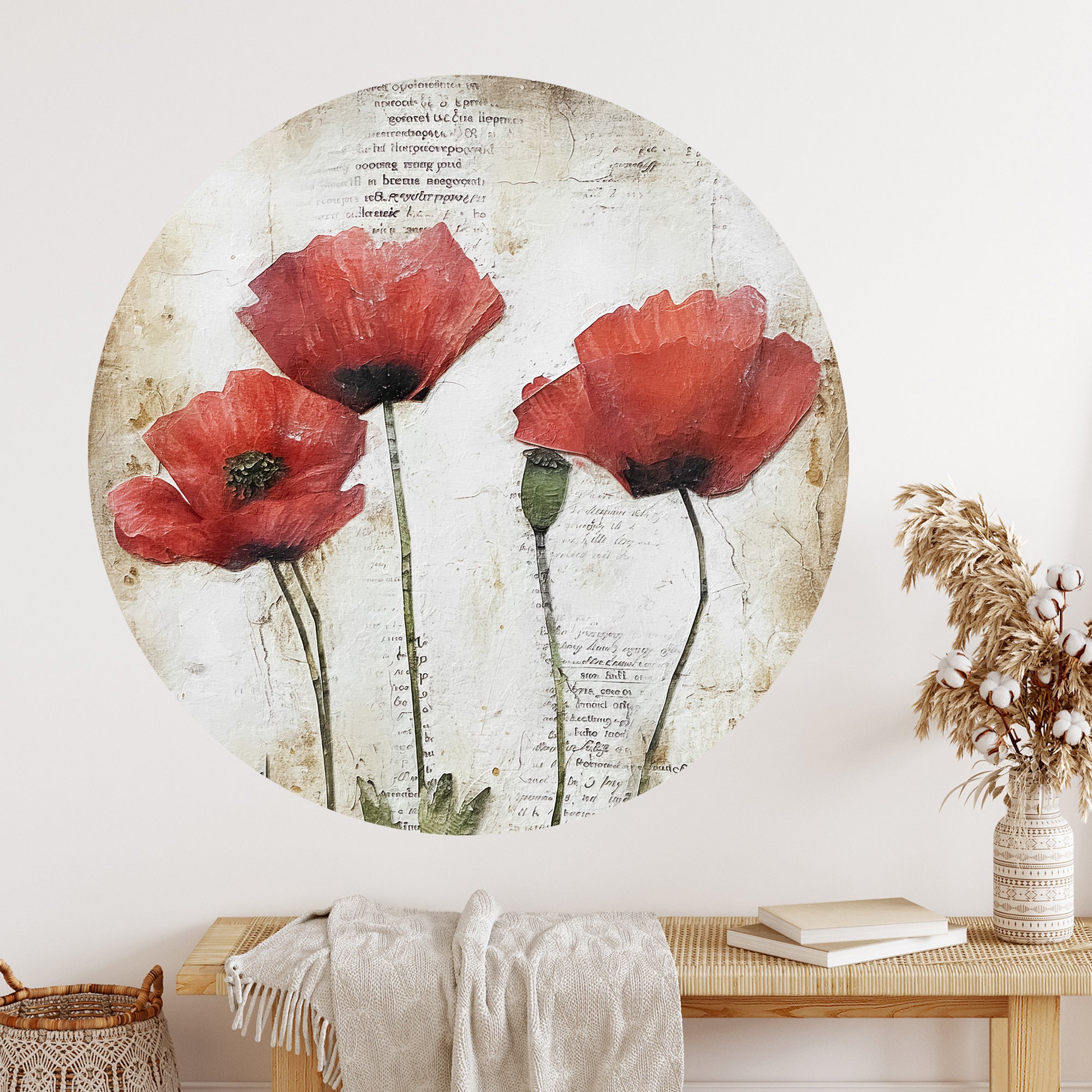 Wandtattoo Mohnblumen