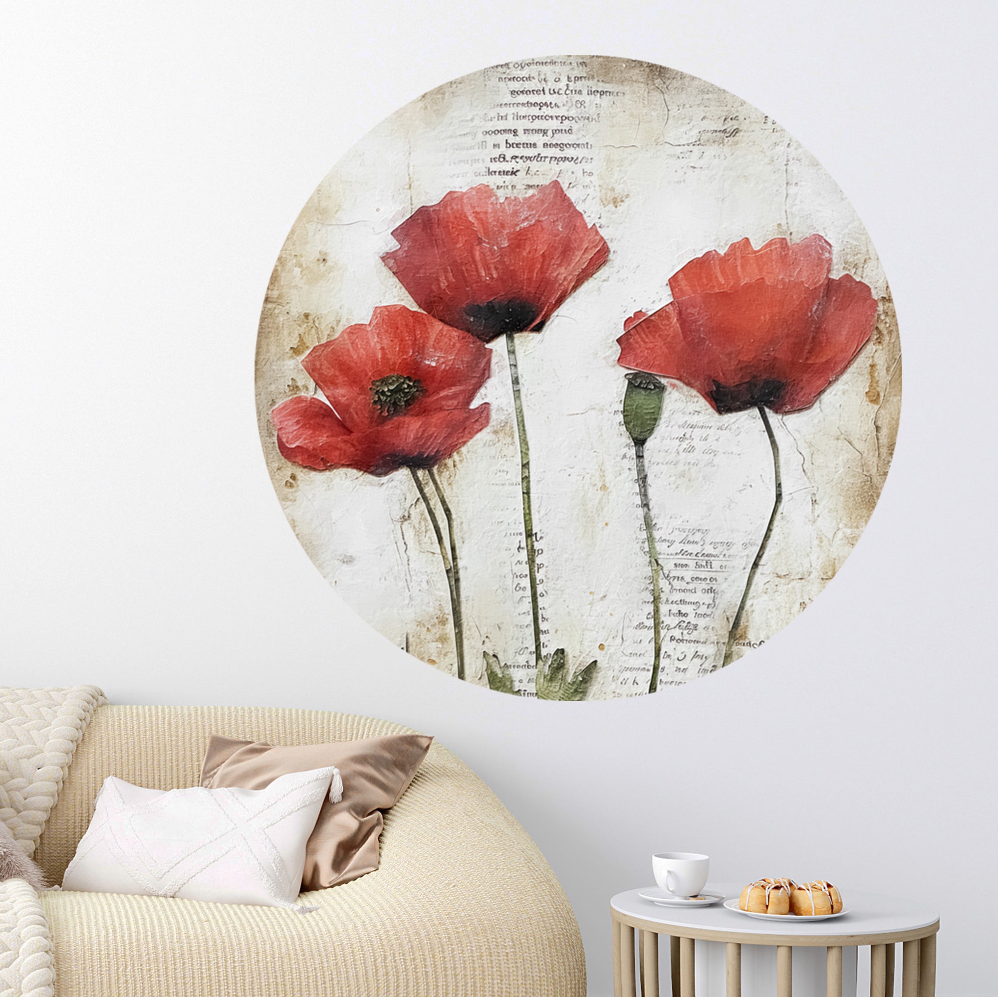 Wandtattoo Mohnblumen