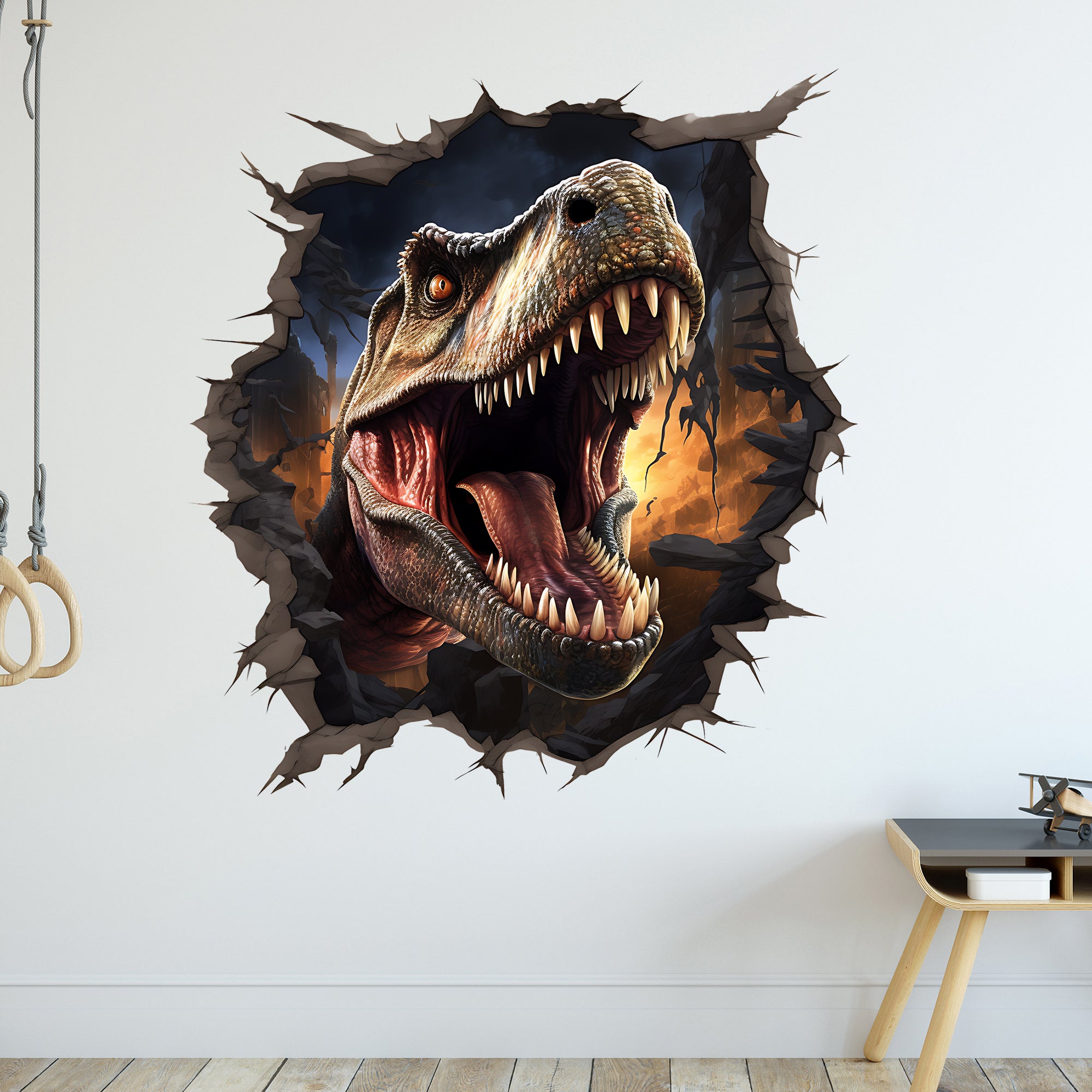 Wandtattoo Dinosaurier Wanddurchbruch