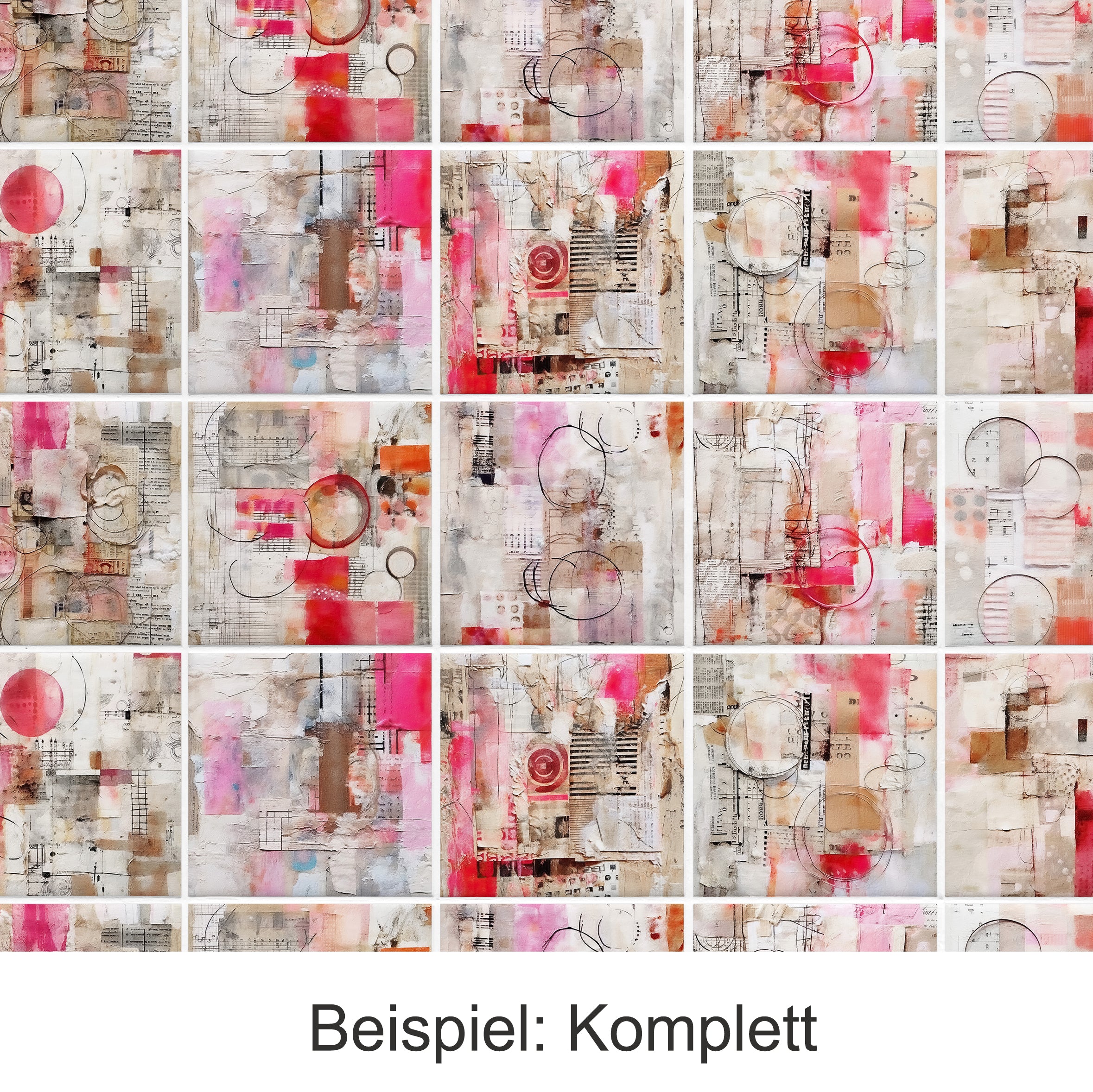 Abstrakte Kunstcollage in Rosa-, Beige- und Brauntönen.