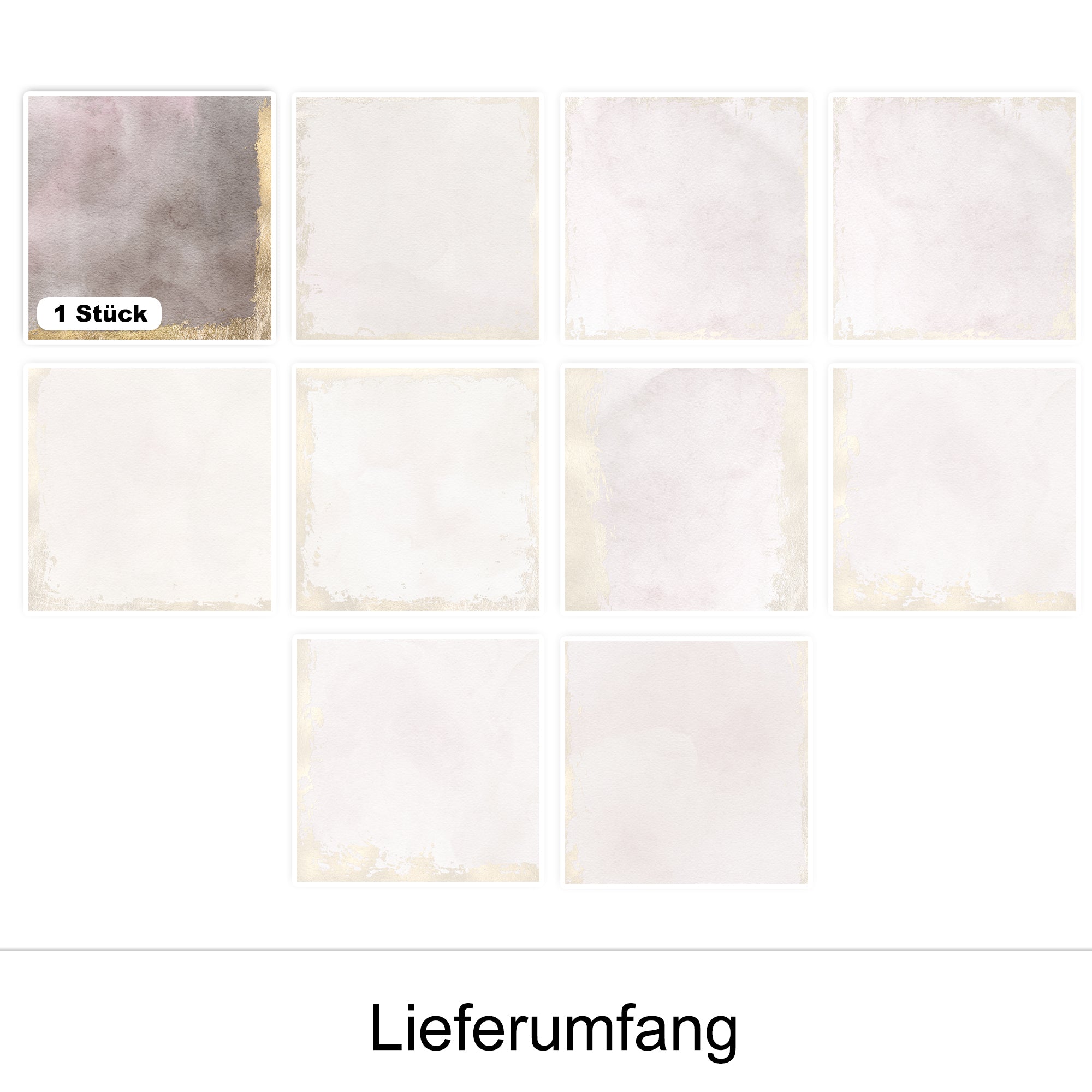 Wassermalfarben-Papier in sanften Pastelltönen, 10 Stück.