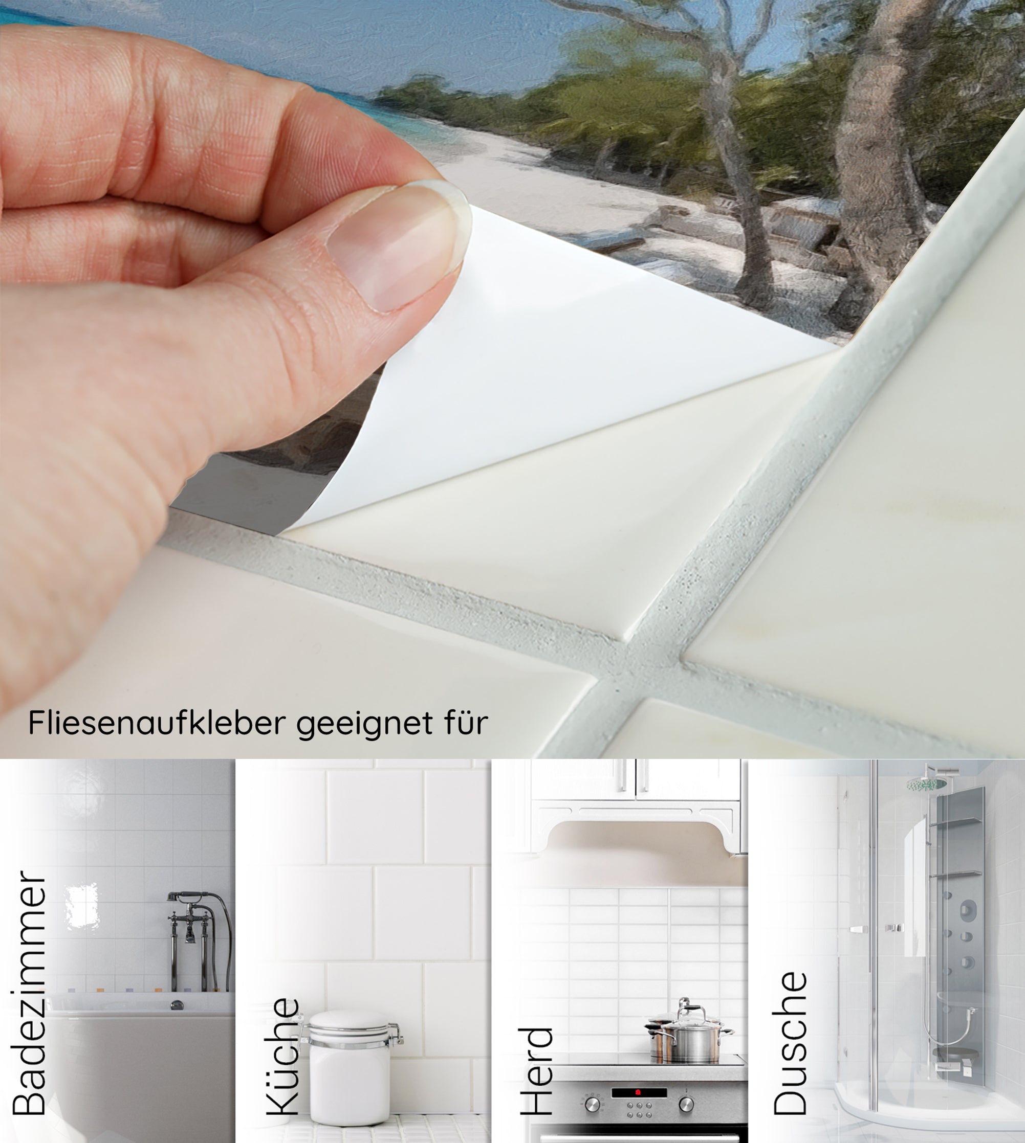 Fliesenaufkleber für Badezimmer, Küche, Herd und Dusche.