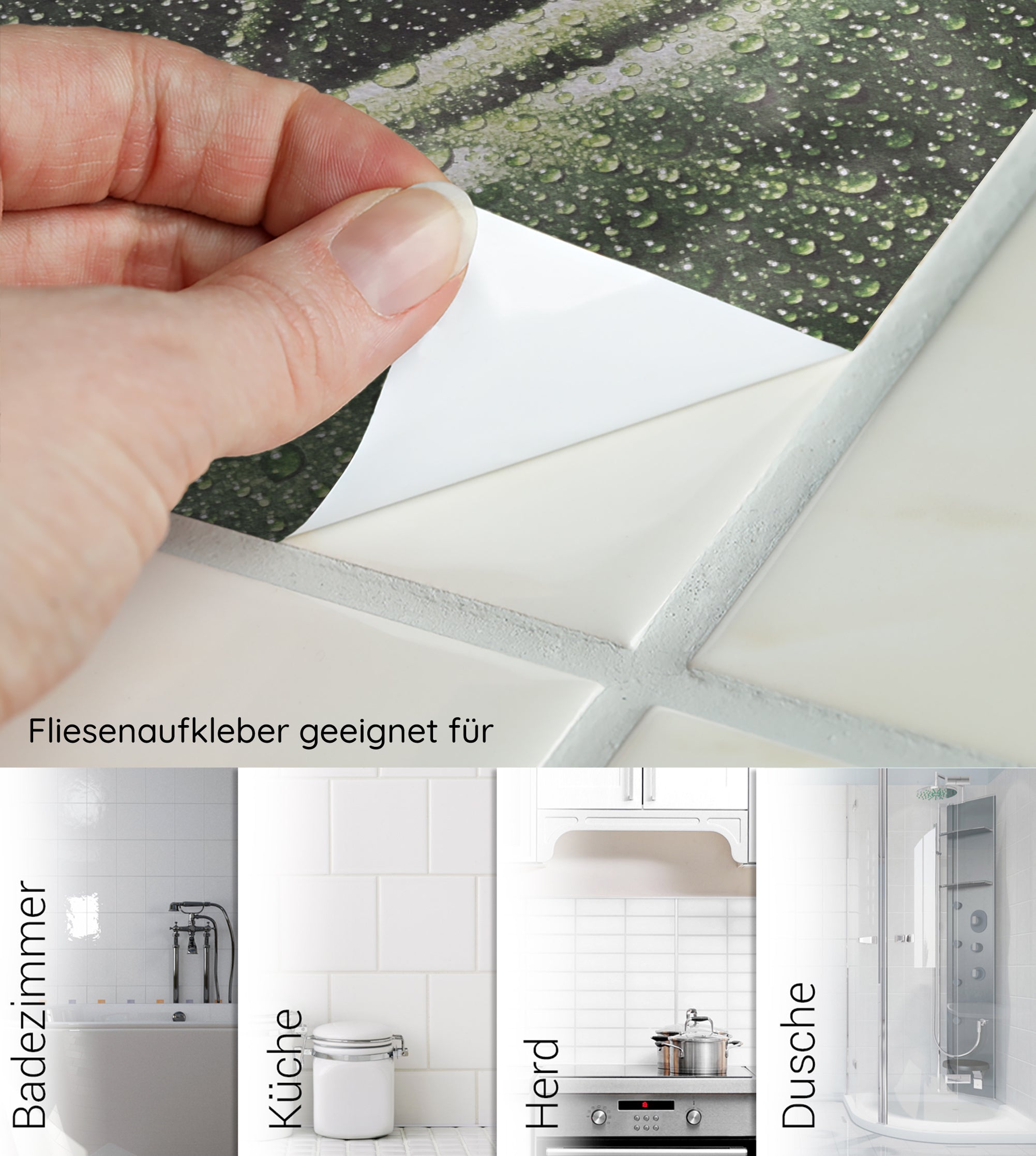 Fliesenaufkleber mit Wassertropfen-Design für Badezimmer und Küche.