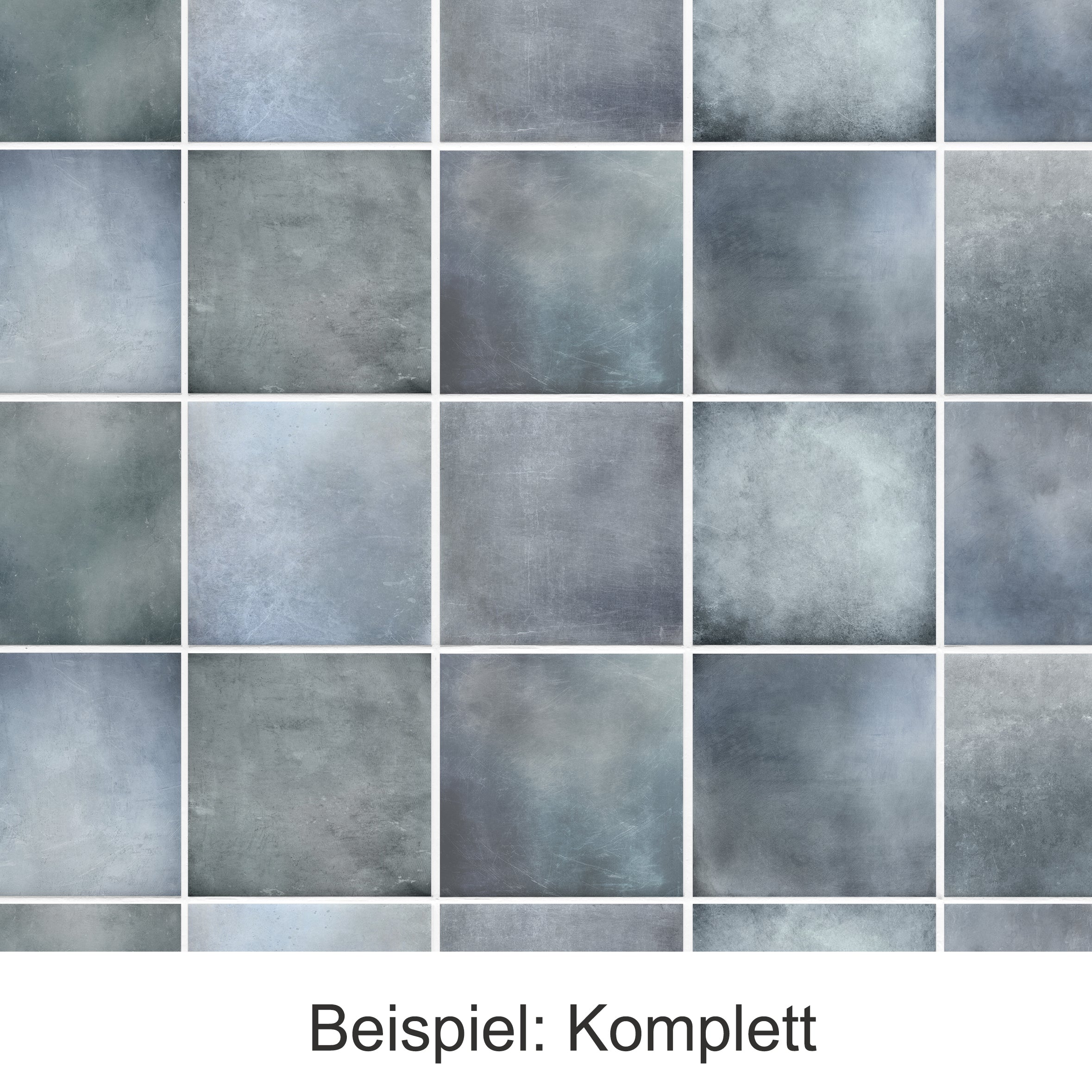 Graue, strukturierte Fliesen in verschiedenen Farbtönen.