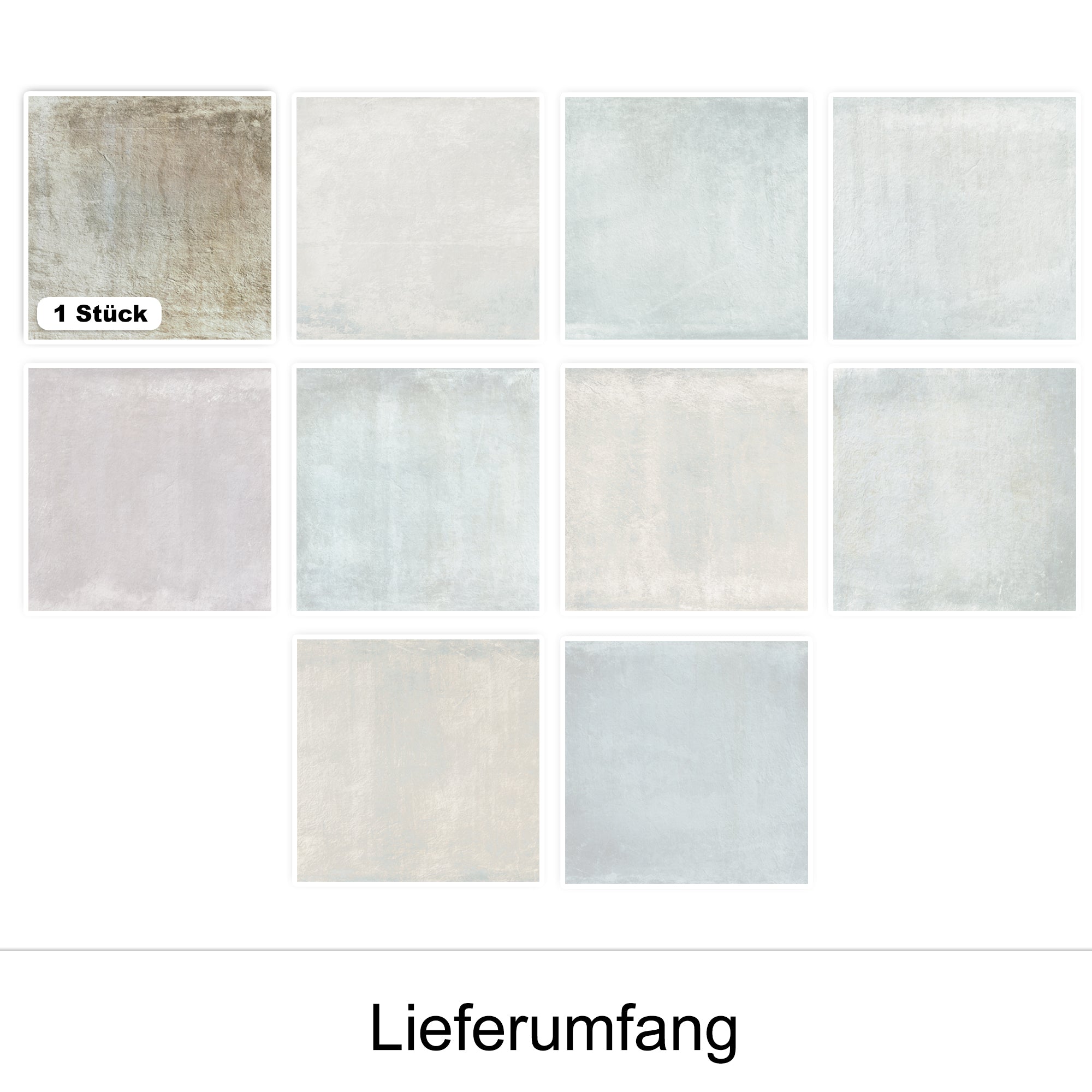 Farbenfrohe quadratische Muster in sanften Pastelltönen.