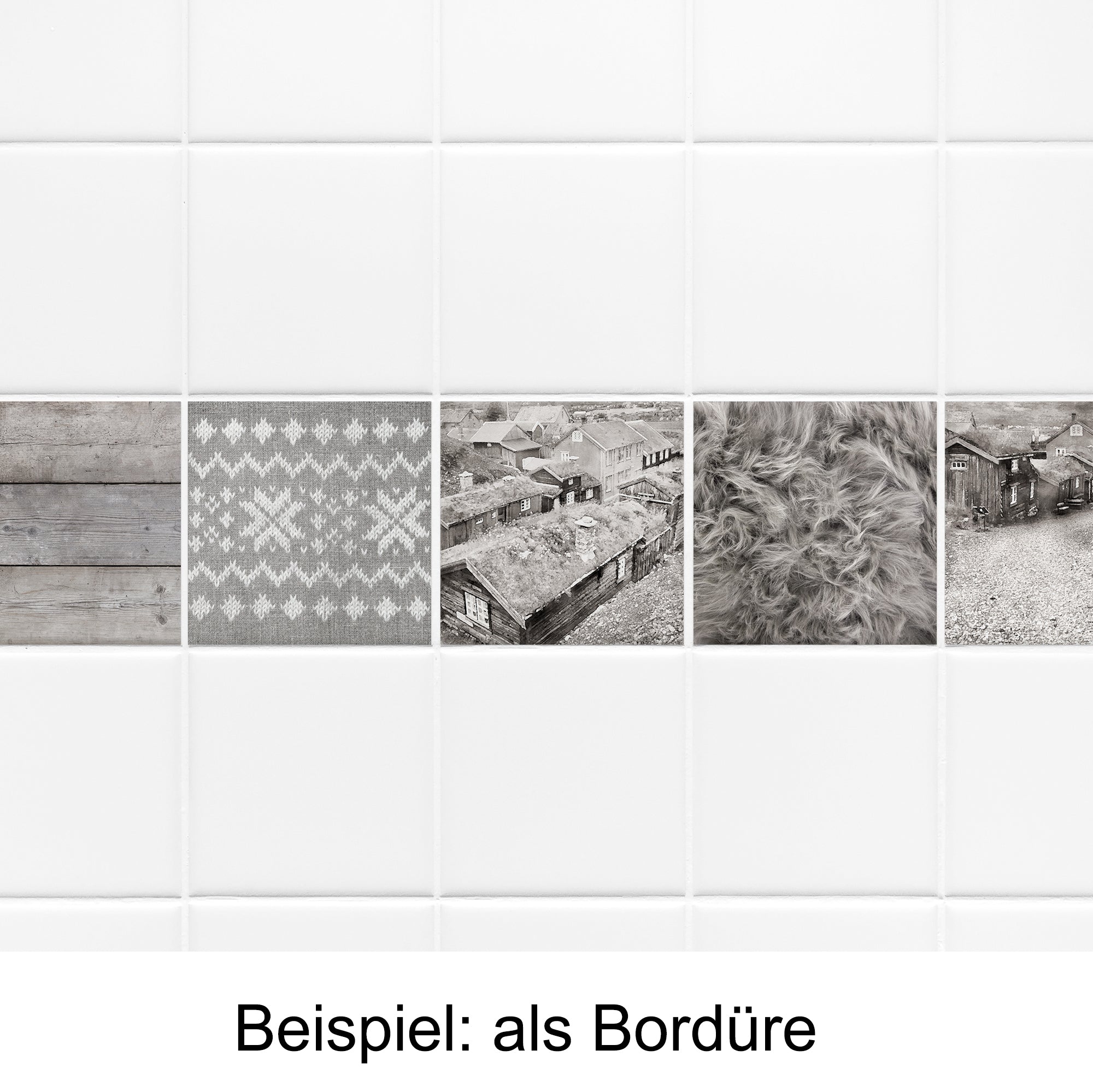 Graue Fliesen mit verschiedenen Mustern und Texturen.