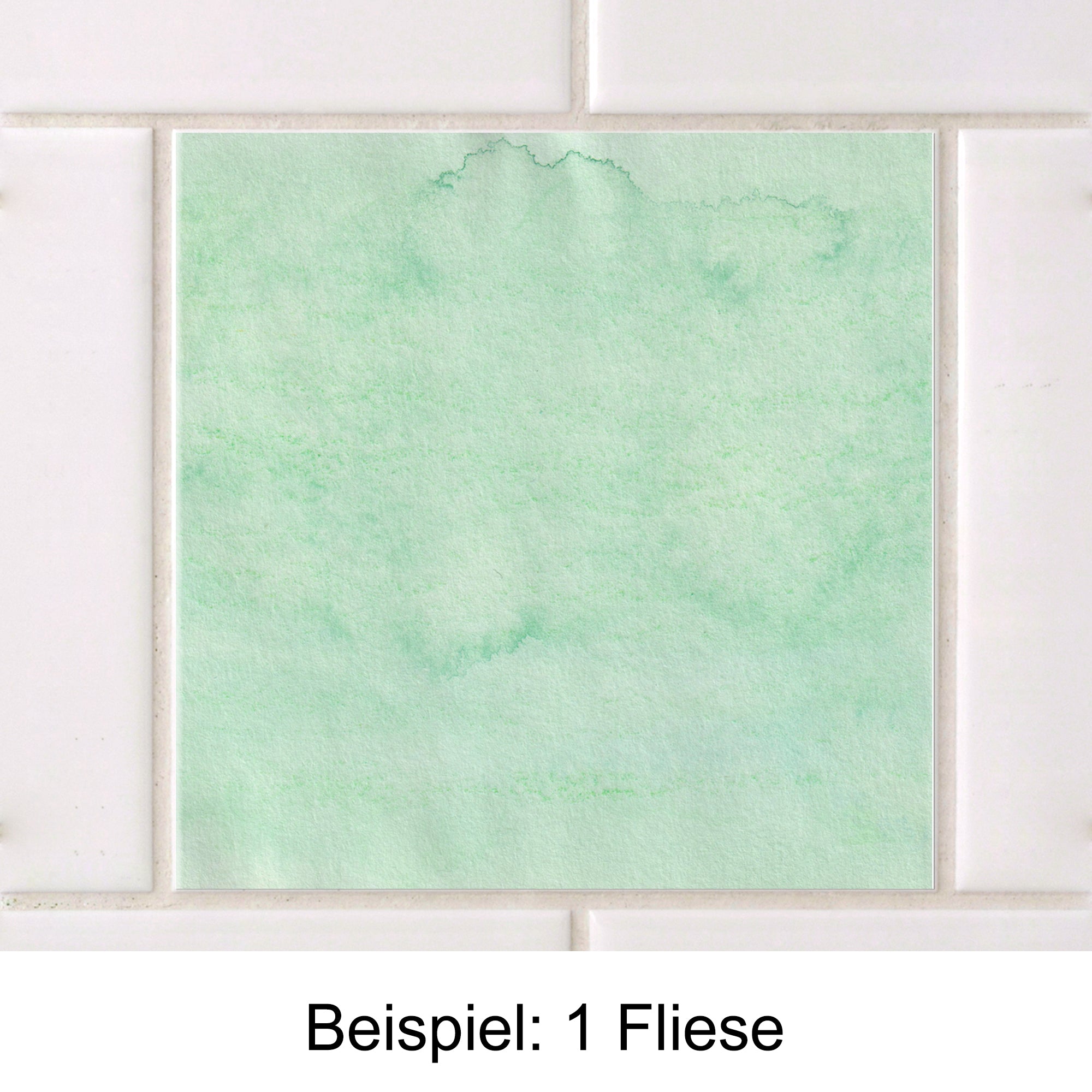 Grüne Wasserfarbenfliese mit sanften Farbverläufen.