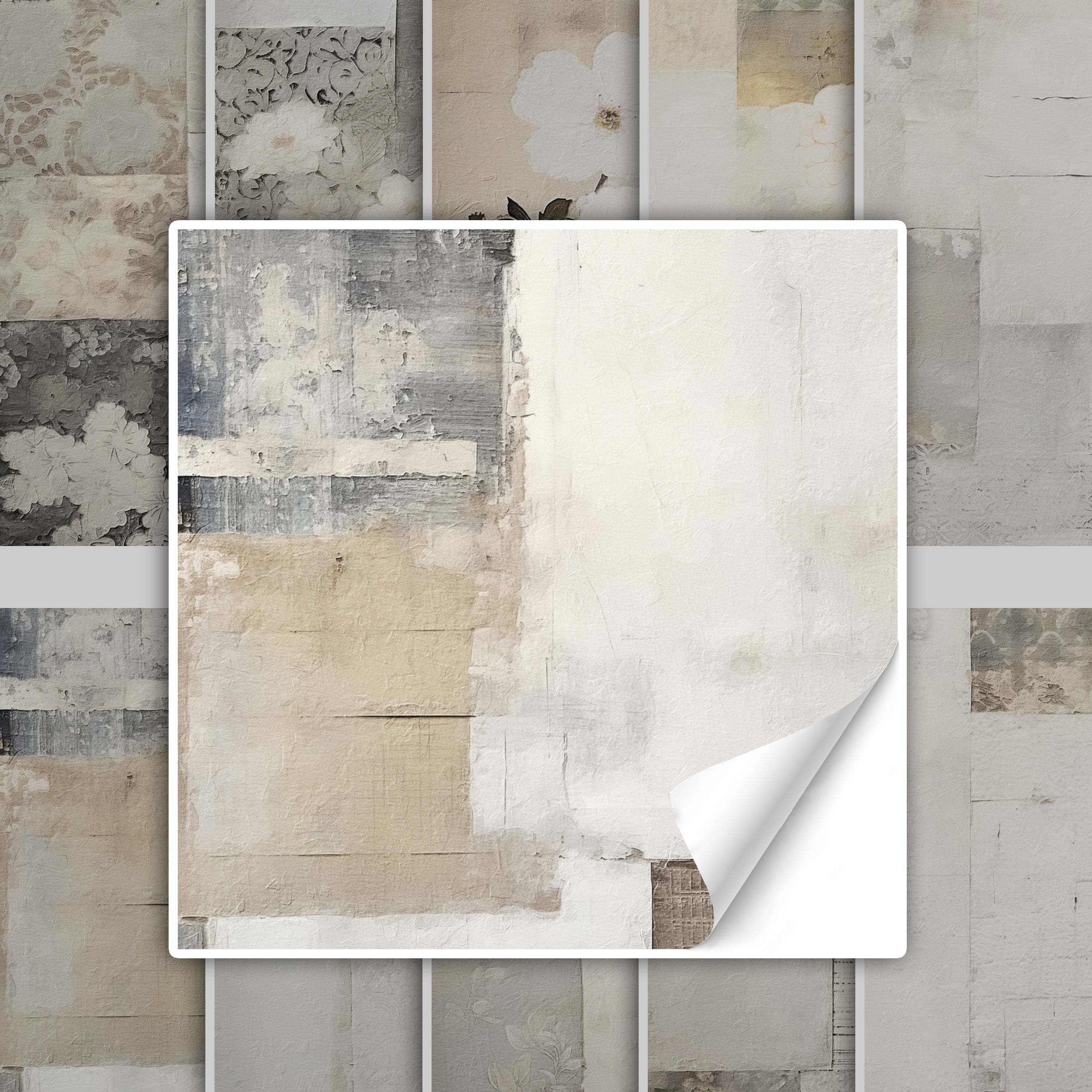 Abstrakte Wanddekoration in neutralen Farben, strukturierte Oberfläche.