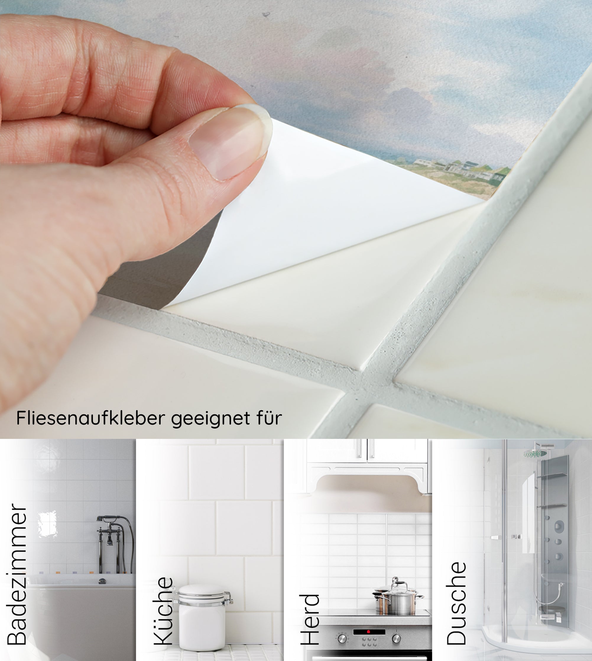 Fliesenaufkleber für Badezimmer, Küche, Herd und Dusche.