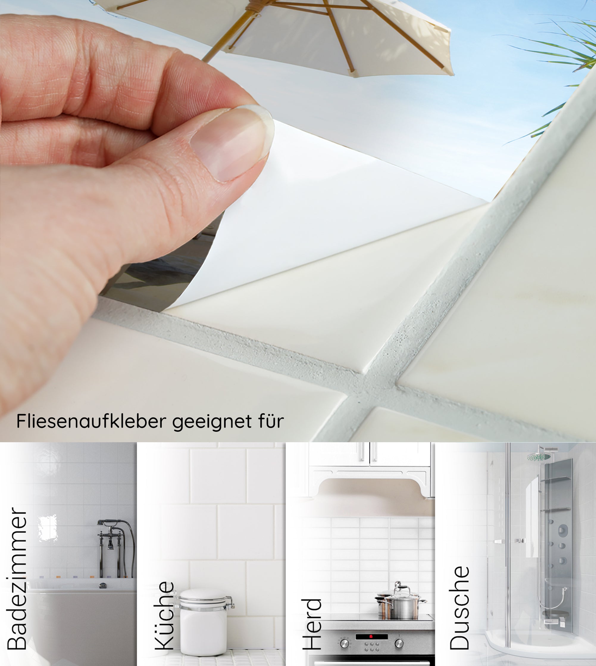 Fliesenaufkleber für Badezimmer, Küche, Herd und Dusche.