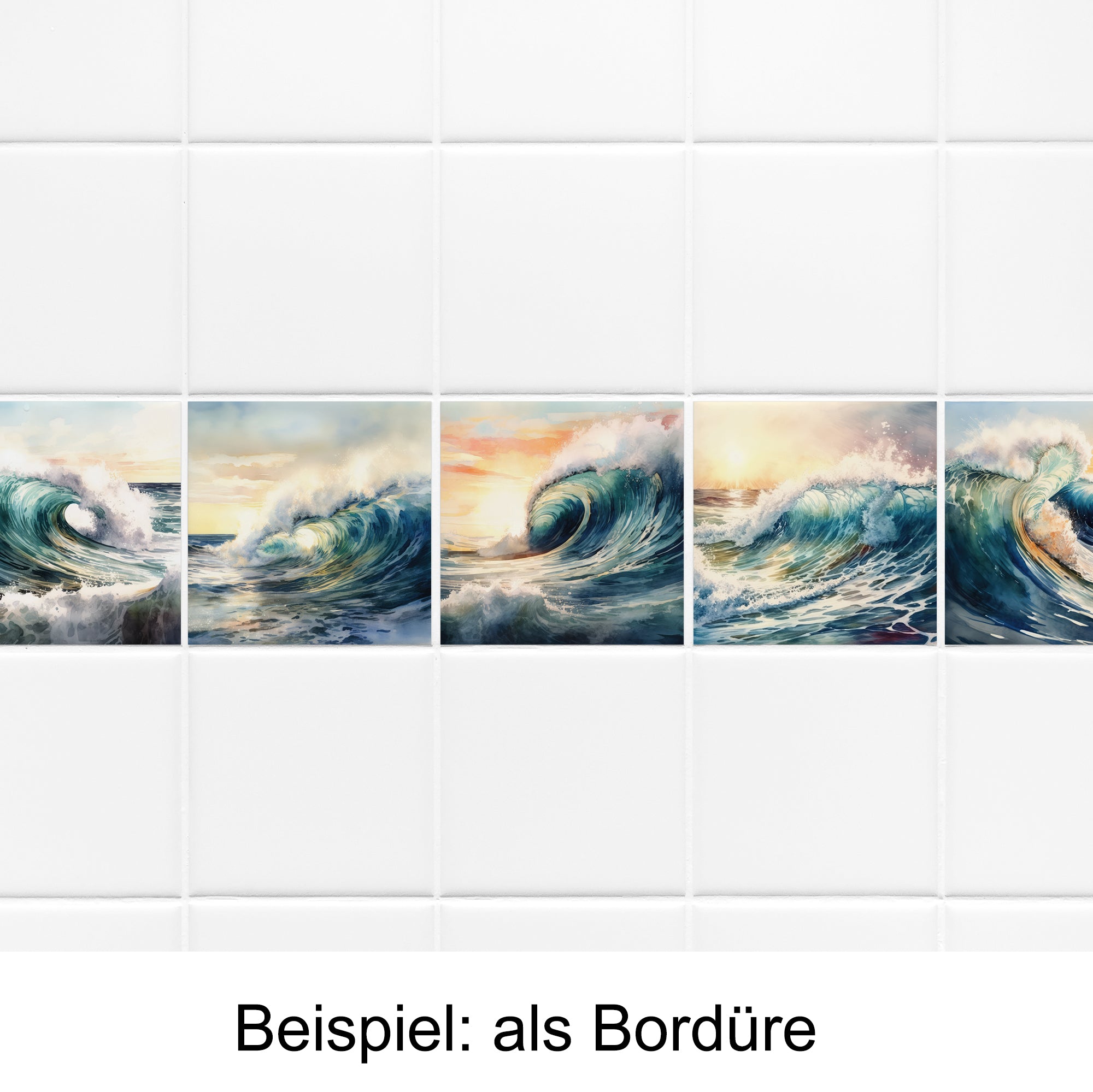 Wellenmuster in Blau- und Grüntönen als Bordüre.