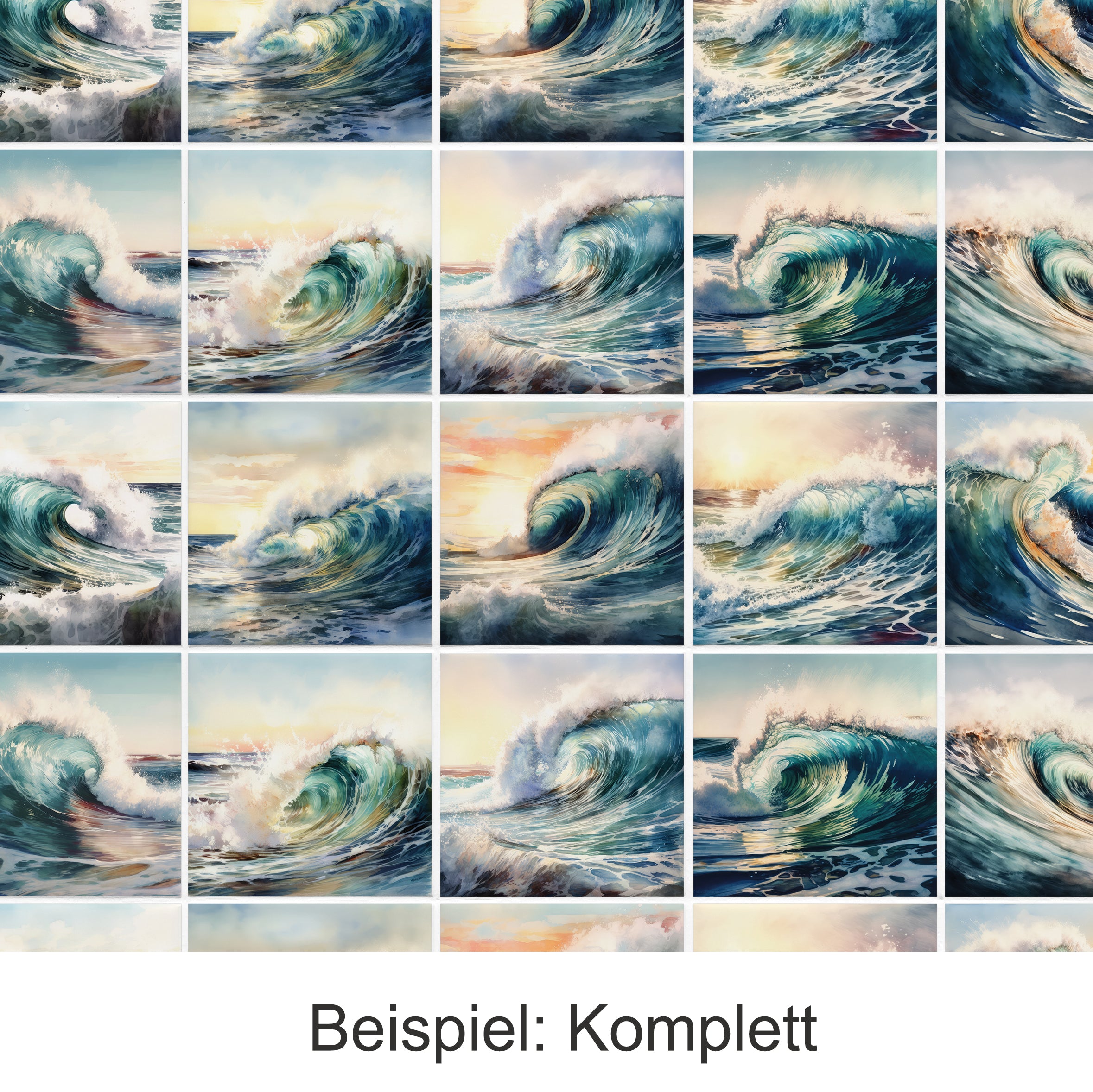 Diverse Wellenmuster in Blau- und Grüntönen.