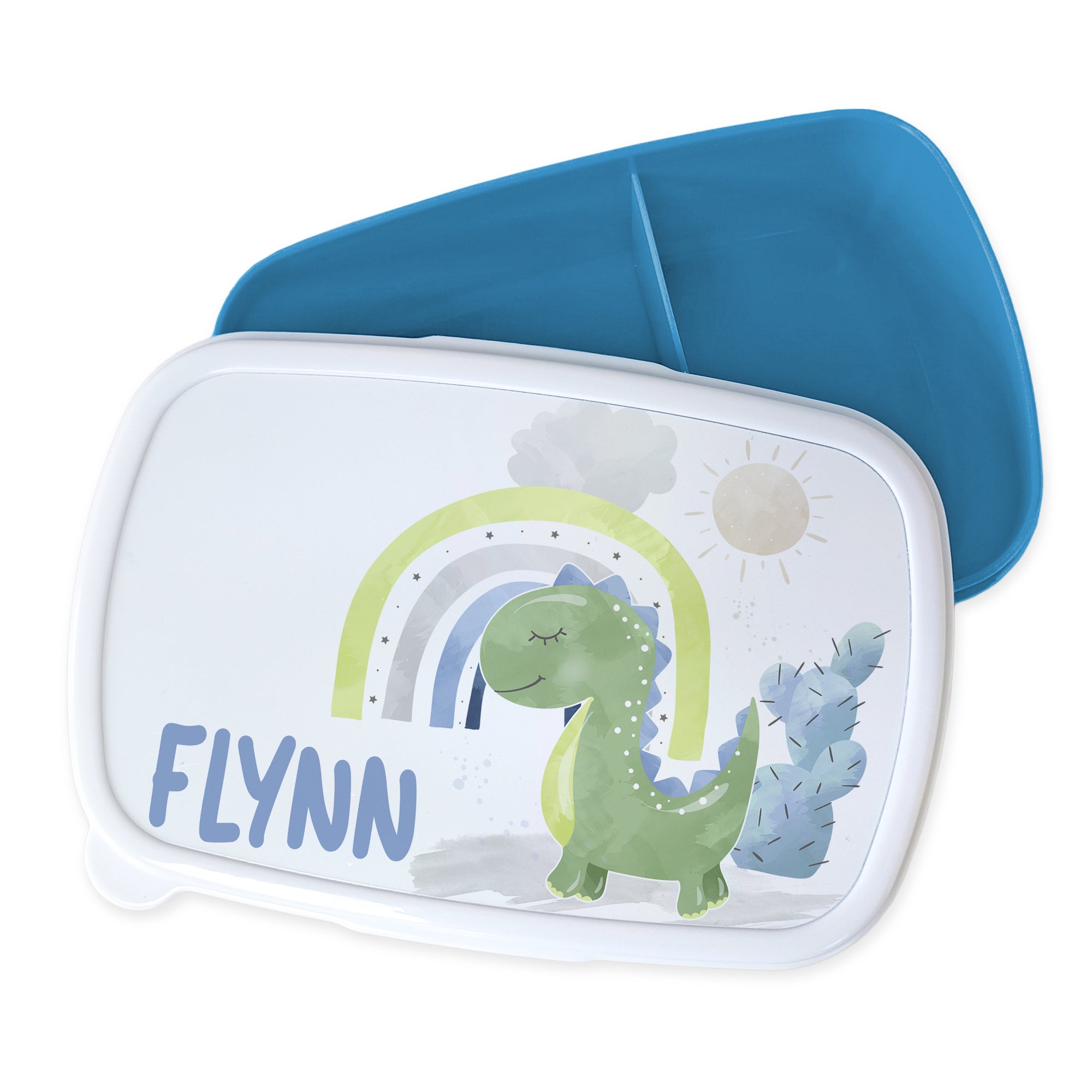 Brotdose blau mit Dinosaurier