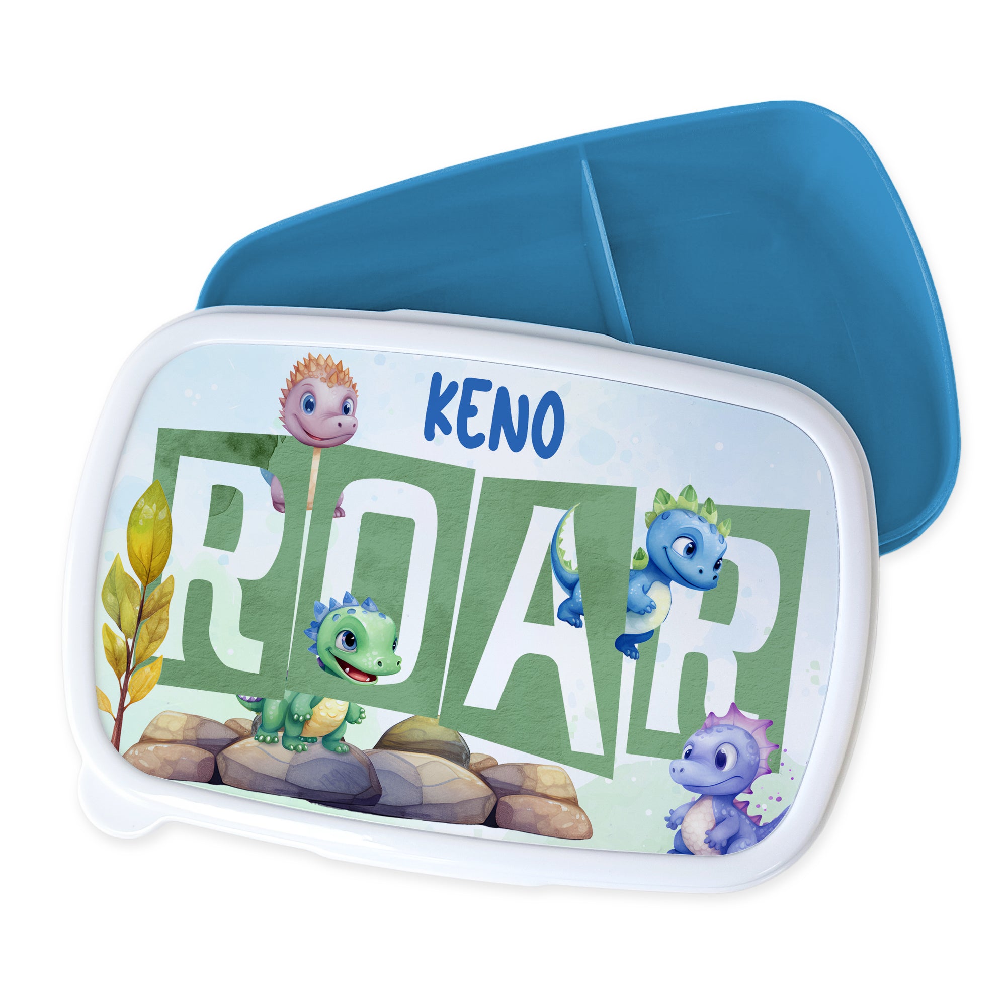 Brotdose blau mit Drachenmotiven