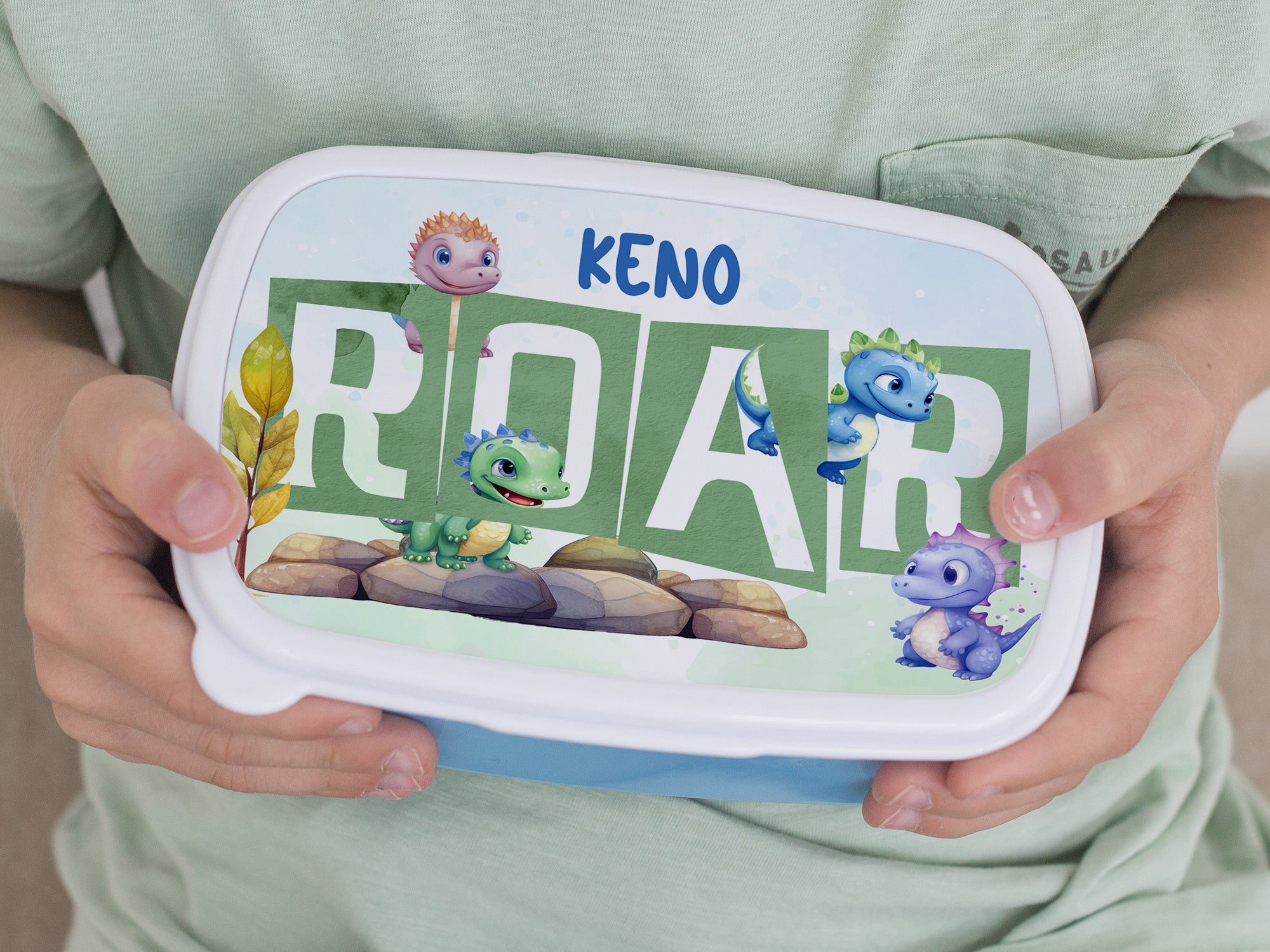 Brotdose blau mit Drachenmotiven