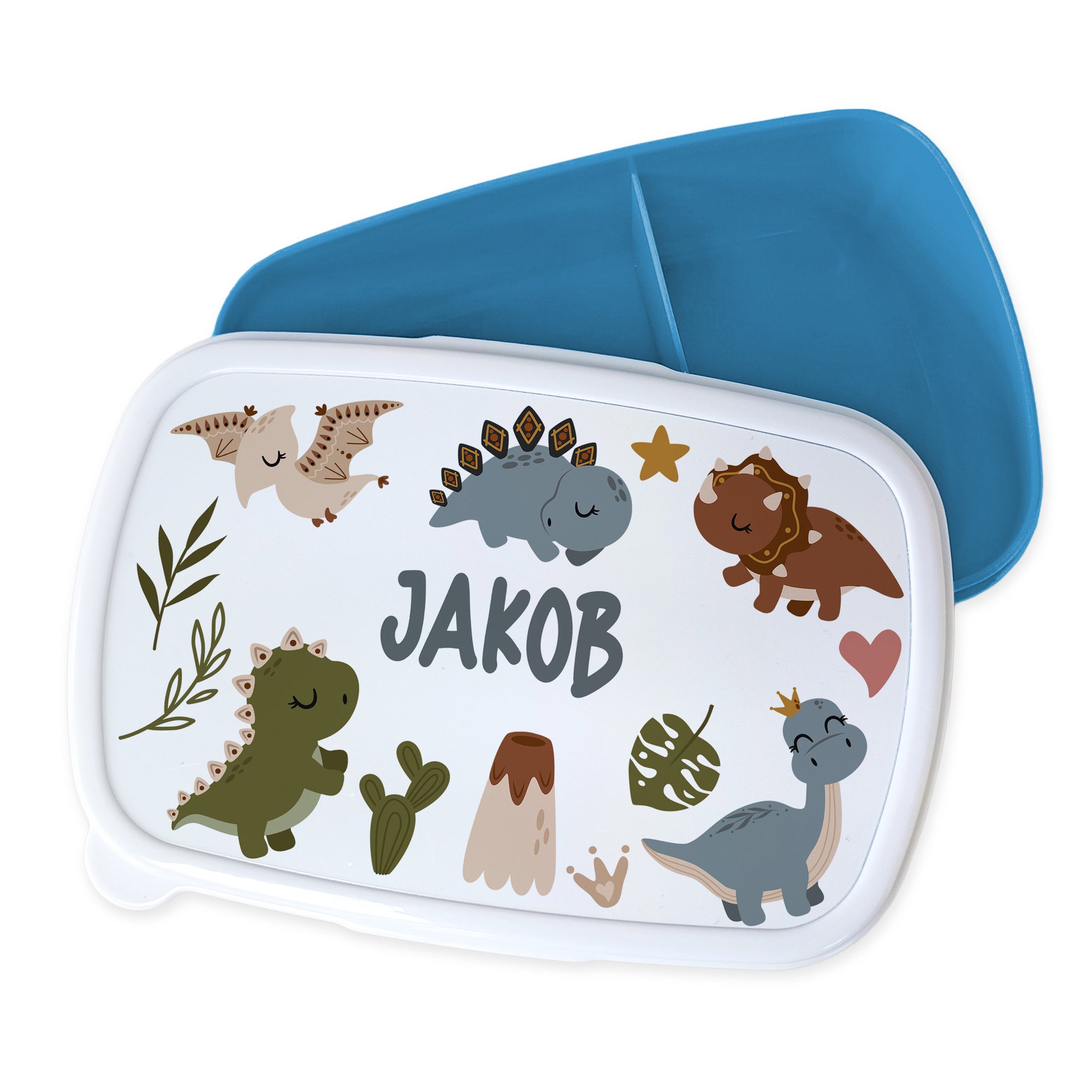 Brotdose blau mit Dinosaurier-Motiv