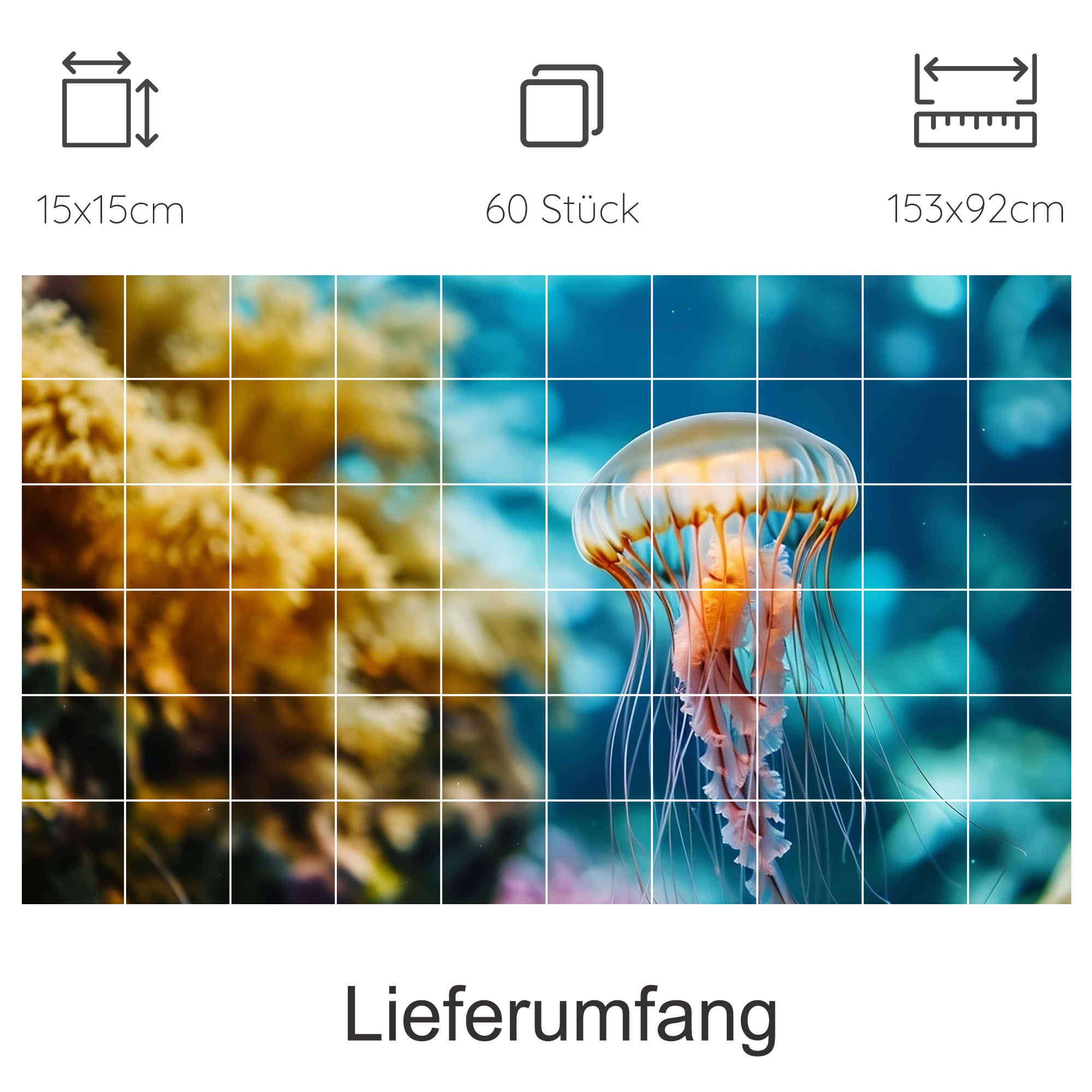 Medusenmotiv in Blau- und Orangetönen, 60 Teile.