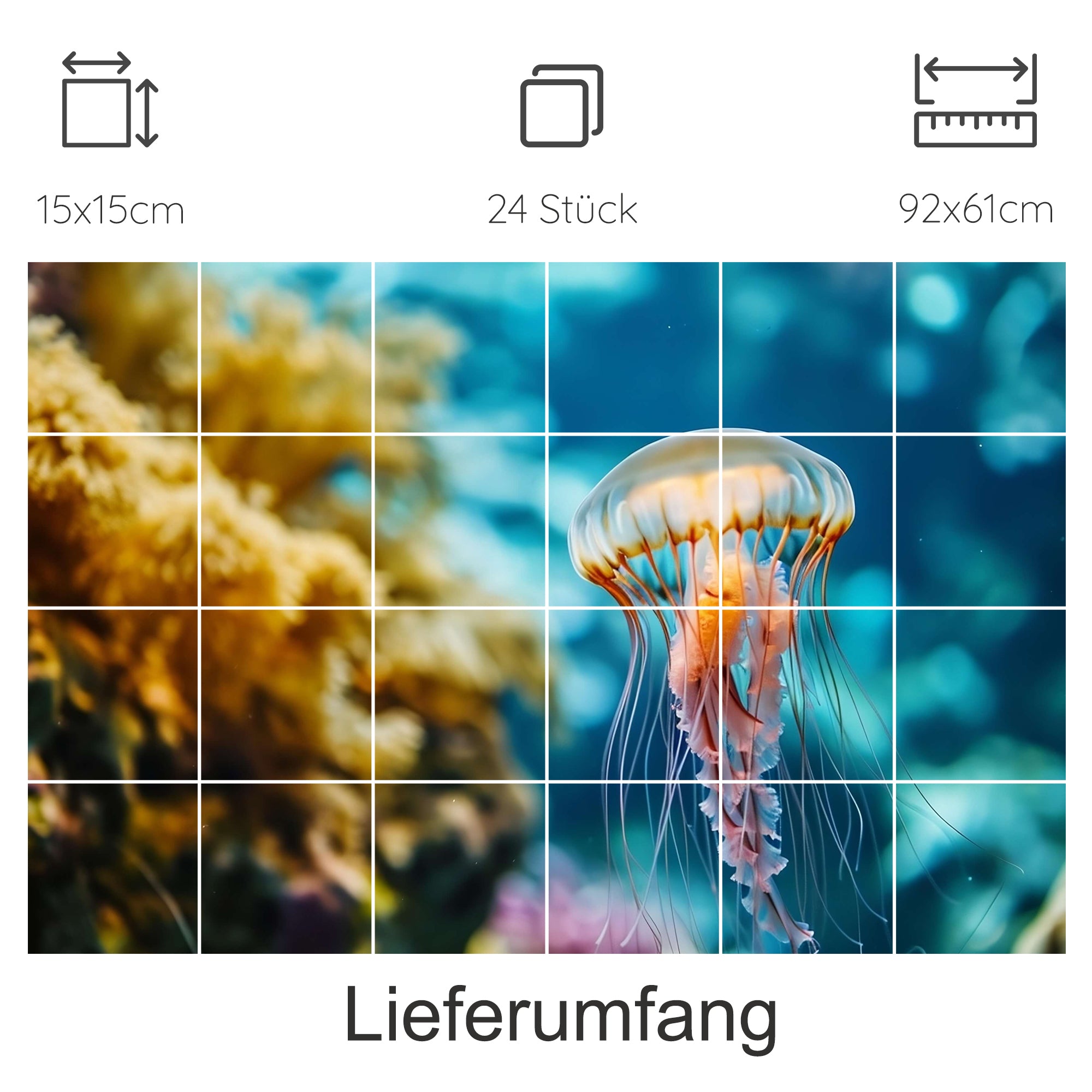 Medusa in Blau- und Orangetönen, 24 Teile Puzzle.