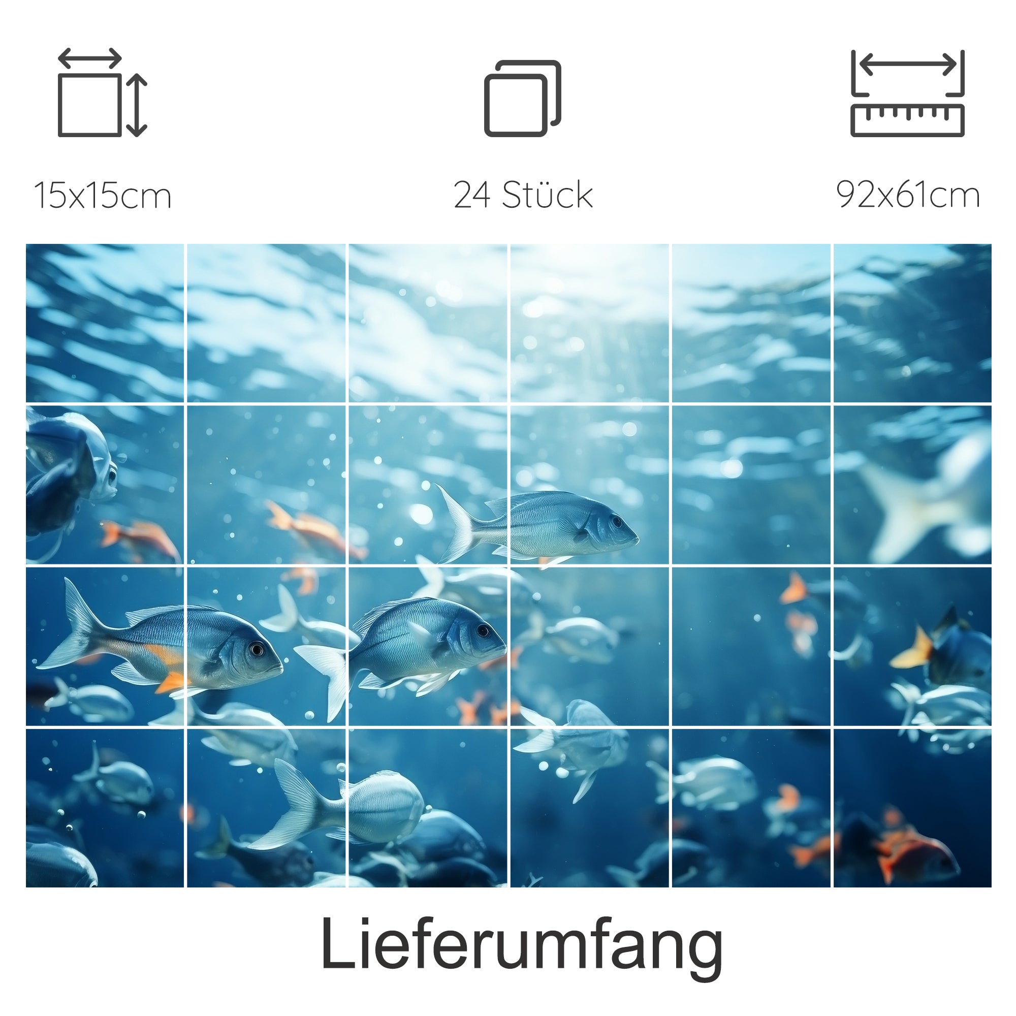 Fische im blauen Wasser, 24-teiliges Puzzle.