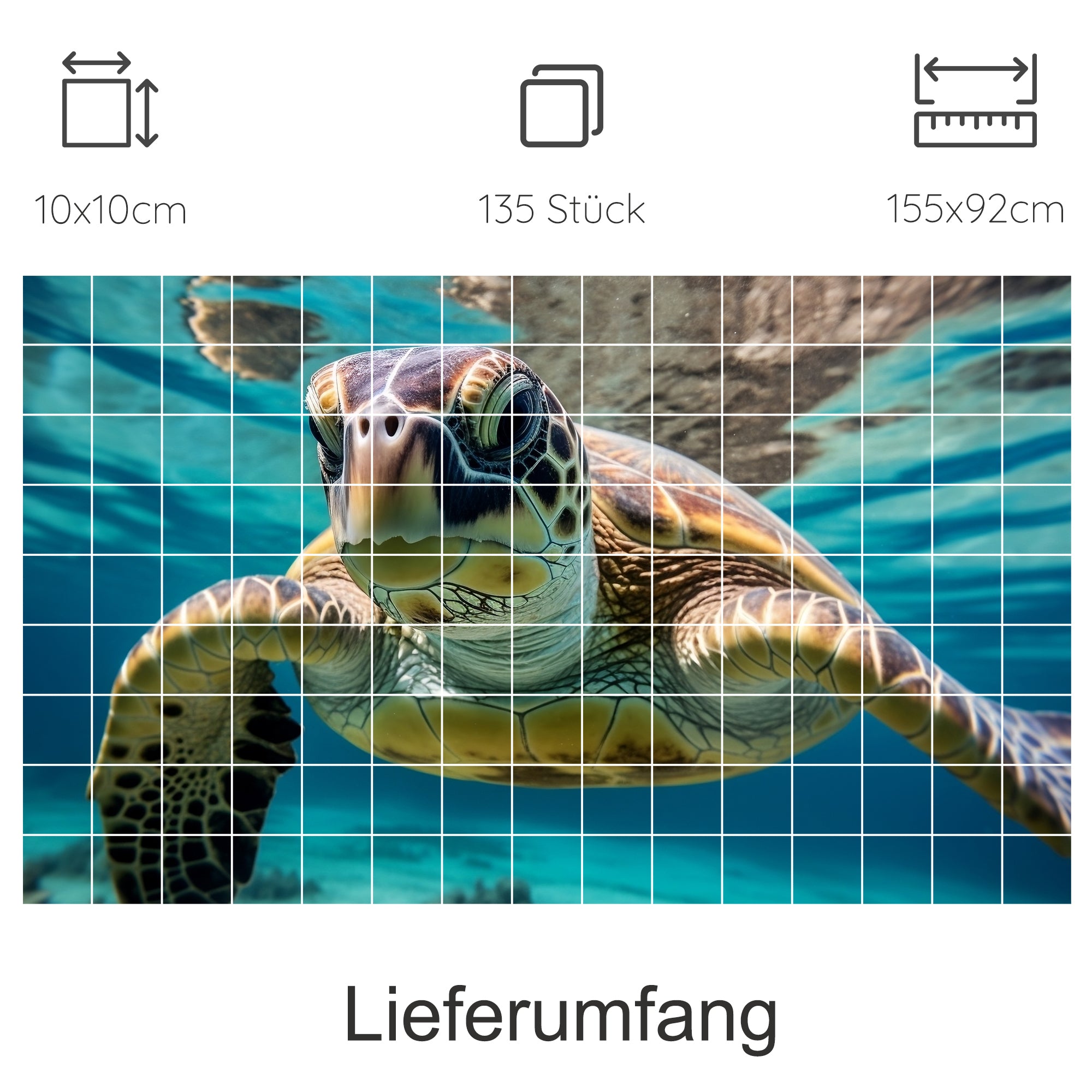 Schildkröte im Wasser, lebendige Farben, 135 Teile Puzzle.