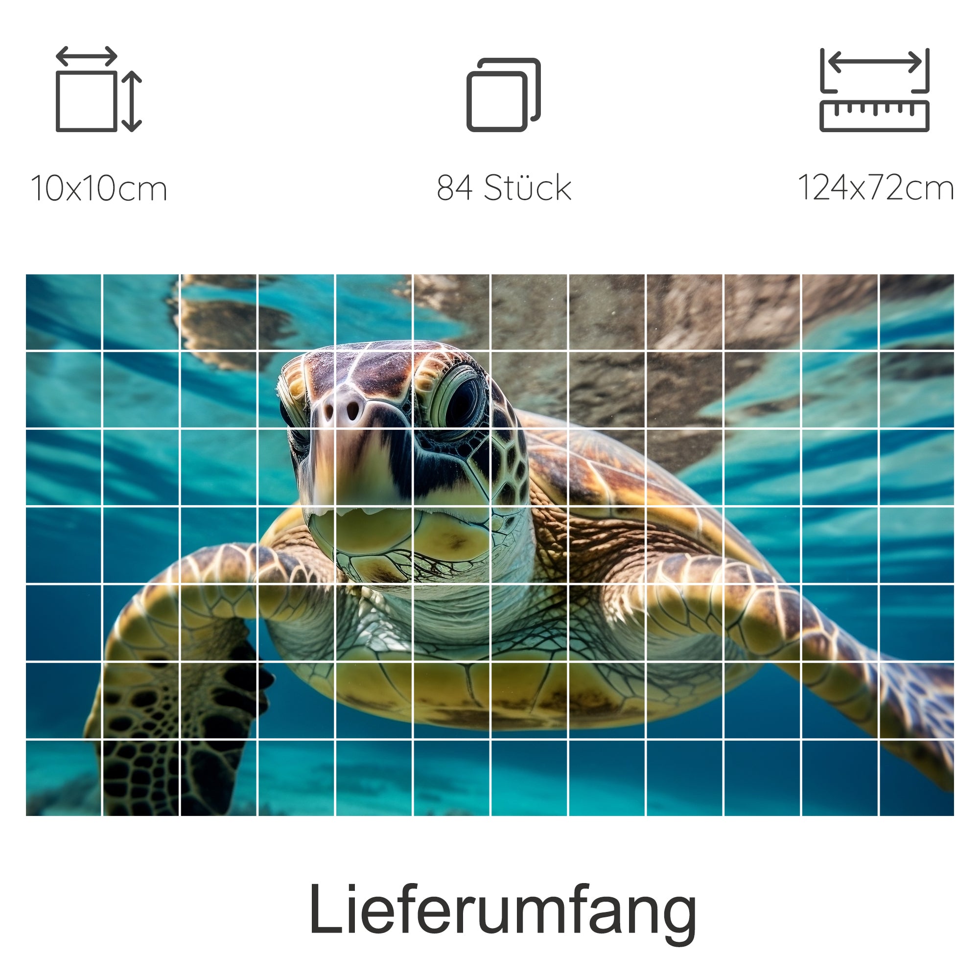Schildkröte im Wasser, lebendige Farben, 84 Teile Puzzle.
