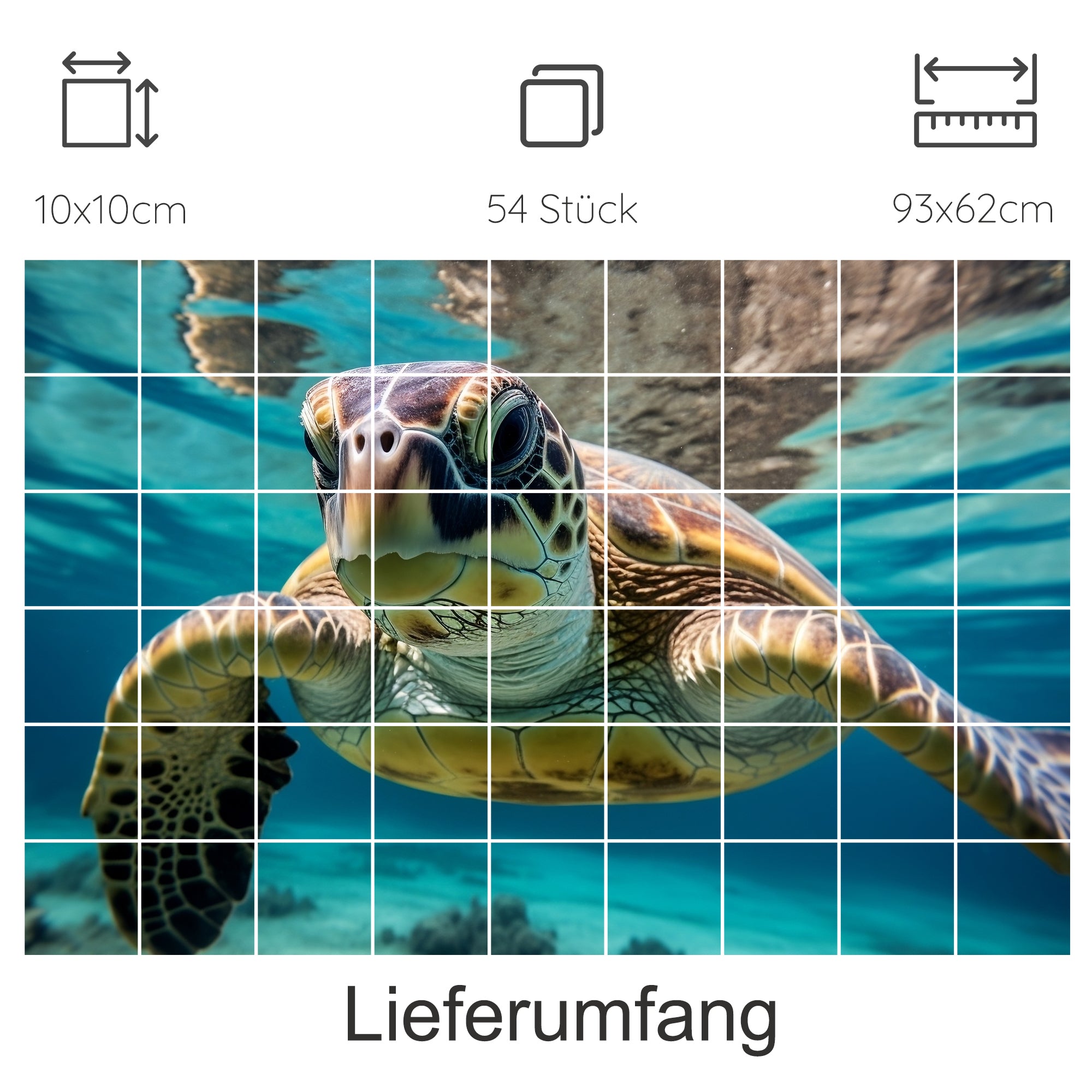 Schildkröte im Wasser, lebendige Farben, 54 Teile.