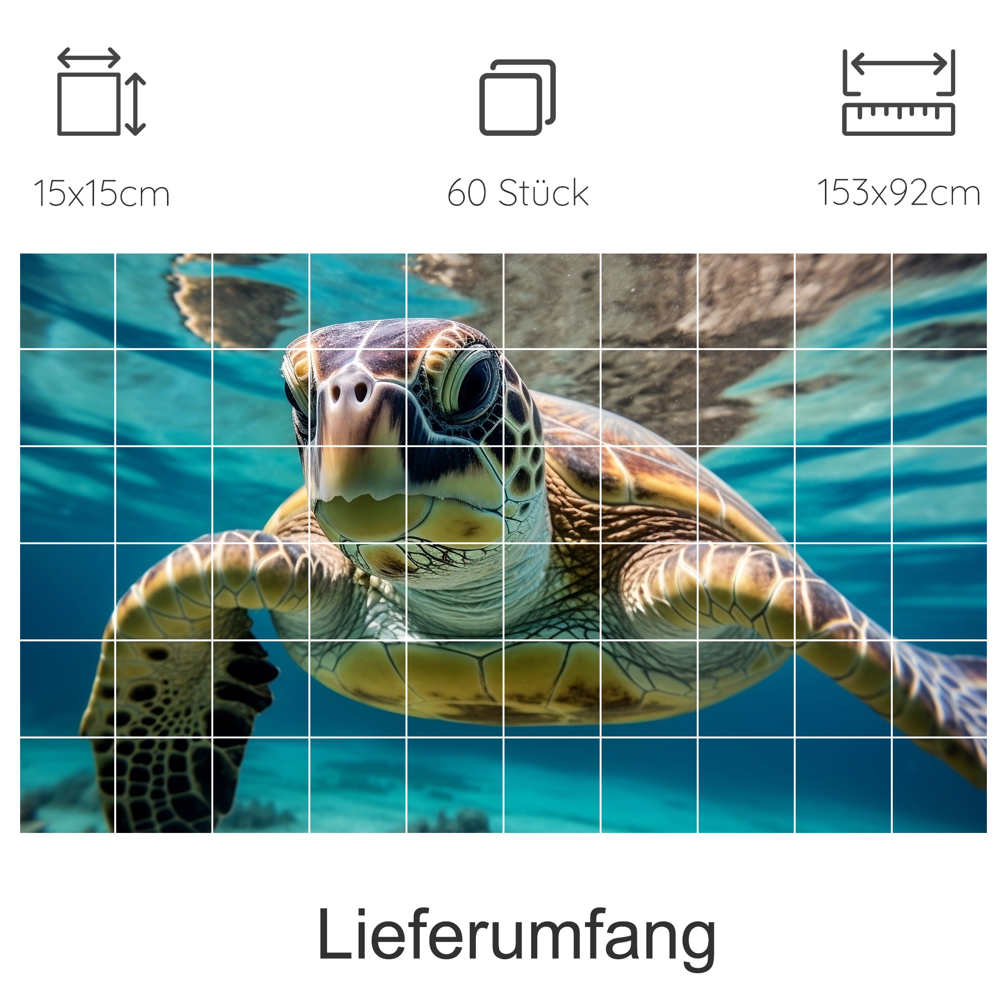Schildkröte im Wasser, lebendige Farben, 60 Teile Puzzle.