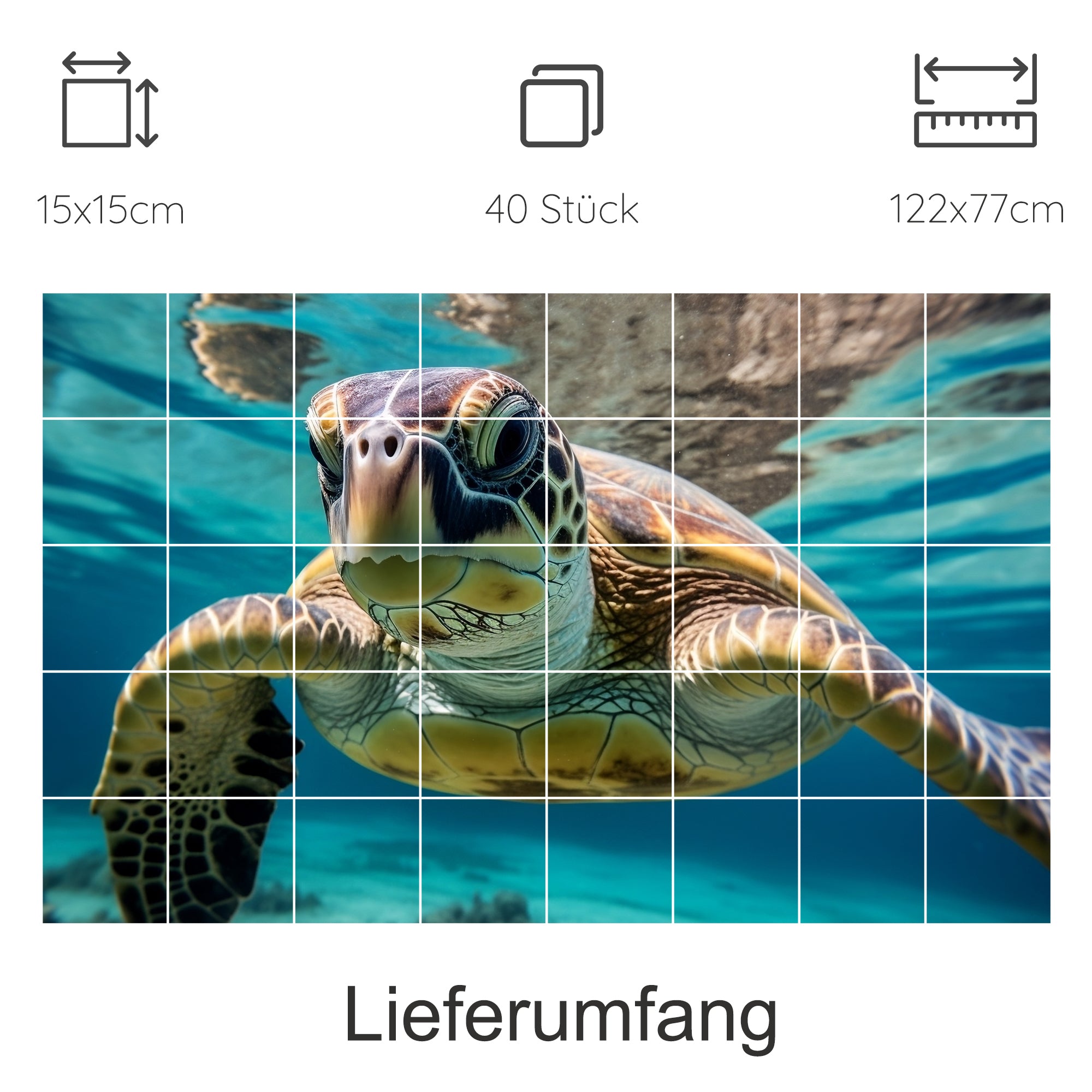 Schildkröte unter Wasser, lebendige Farben, 40 Teile Puzzle.