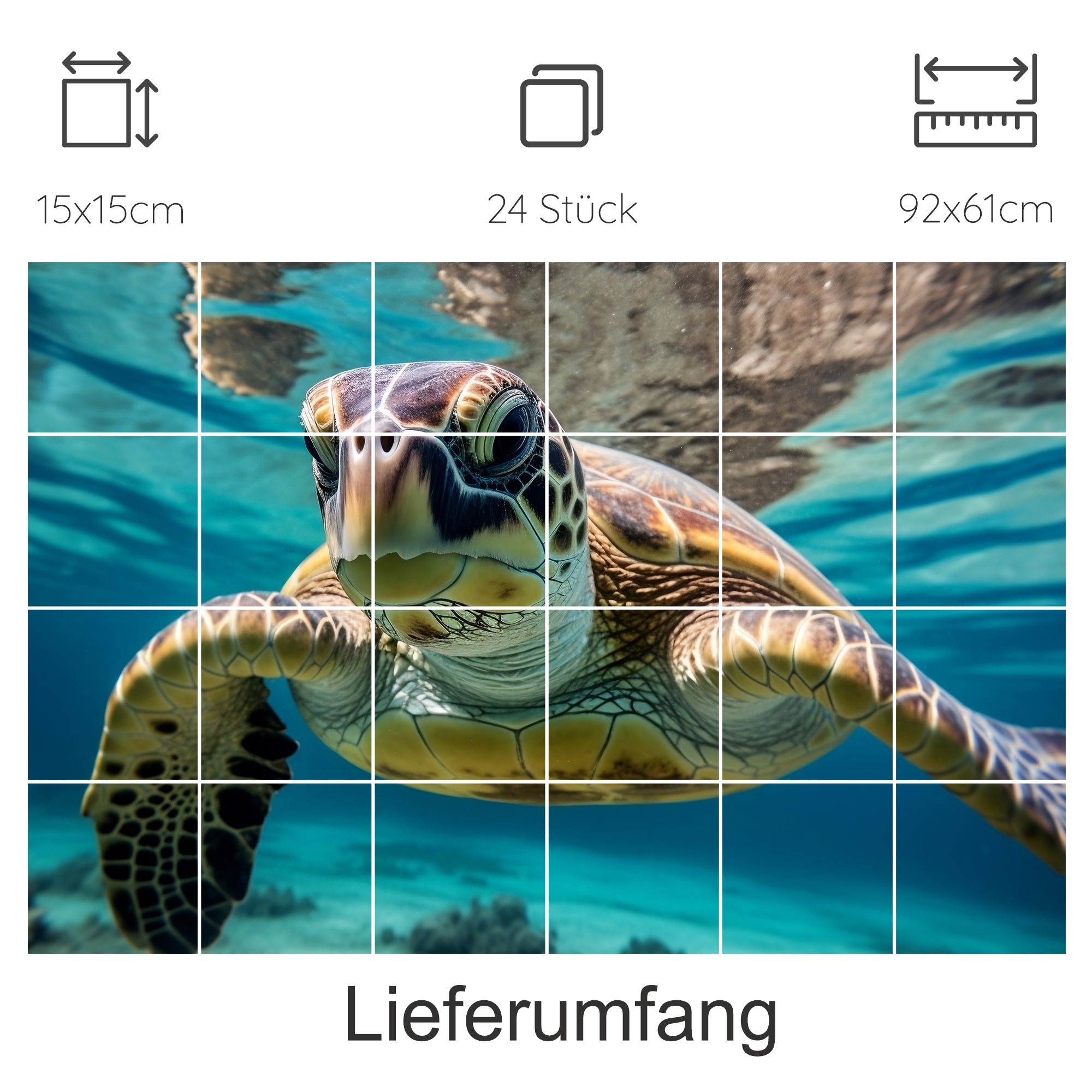 Schildkröte schwimmend im klaren Wasser, lebendige Farben.