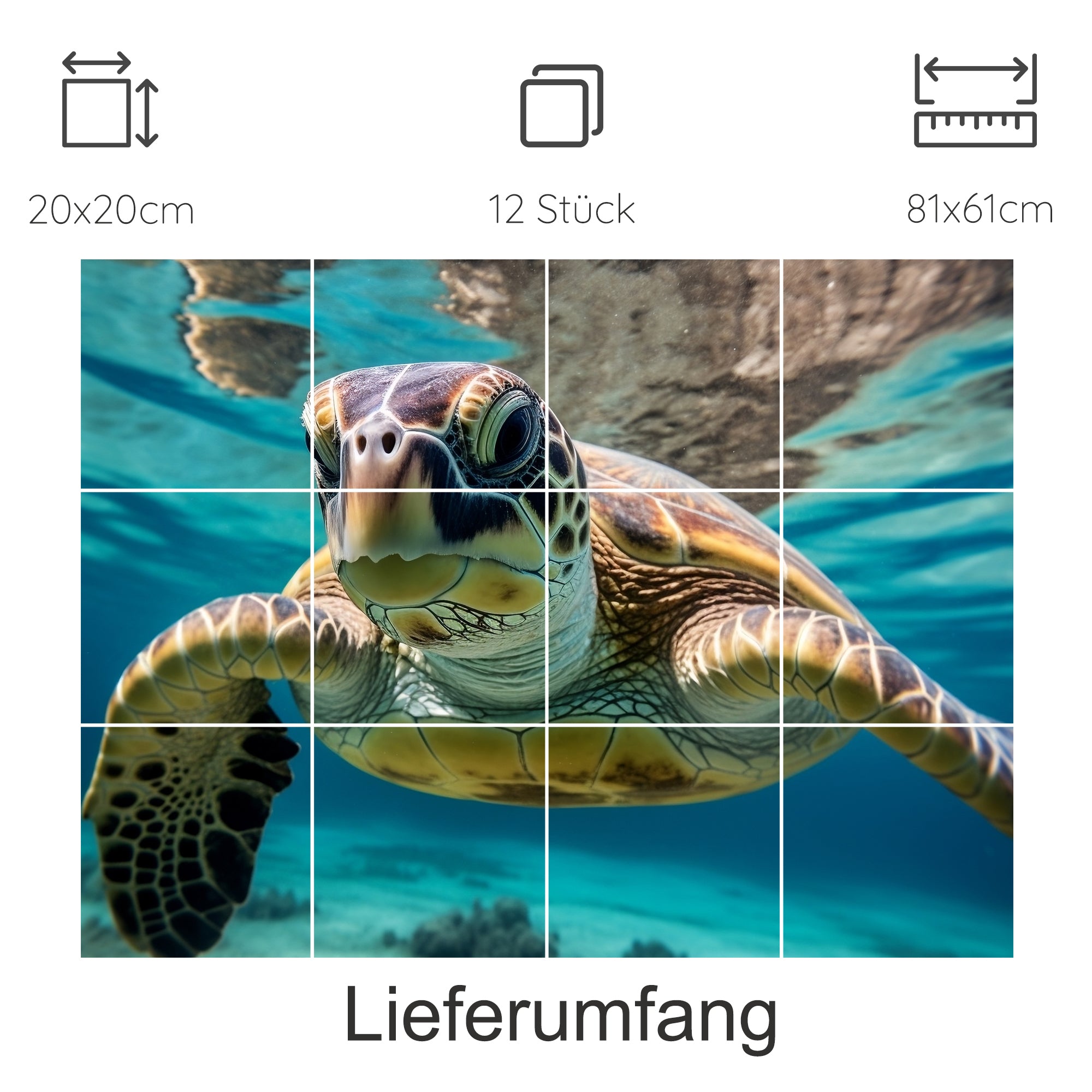 Grüne Meeresschildkröte schwimmend im klaren Wasser.