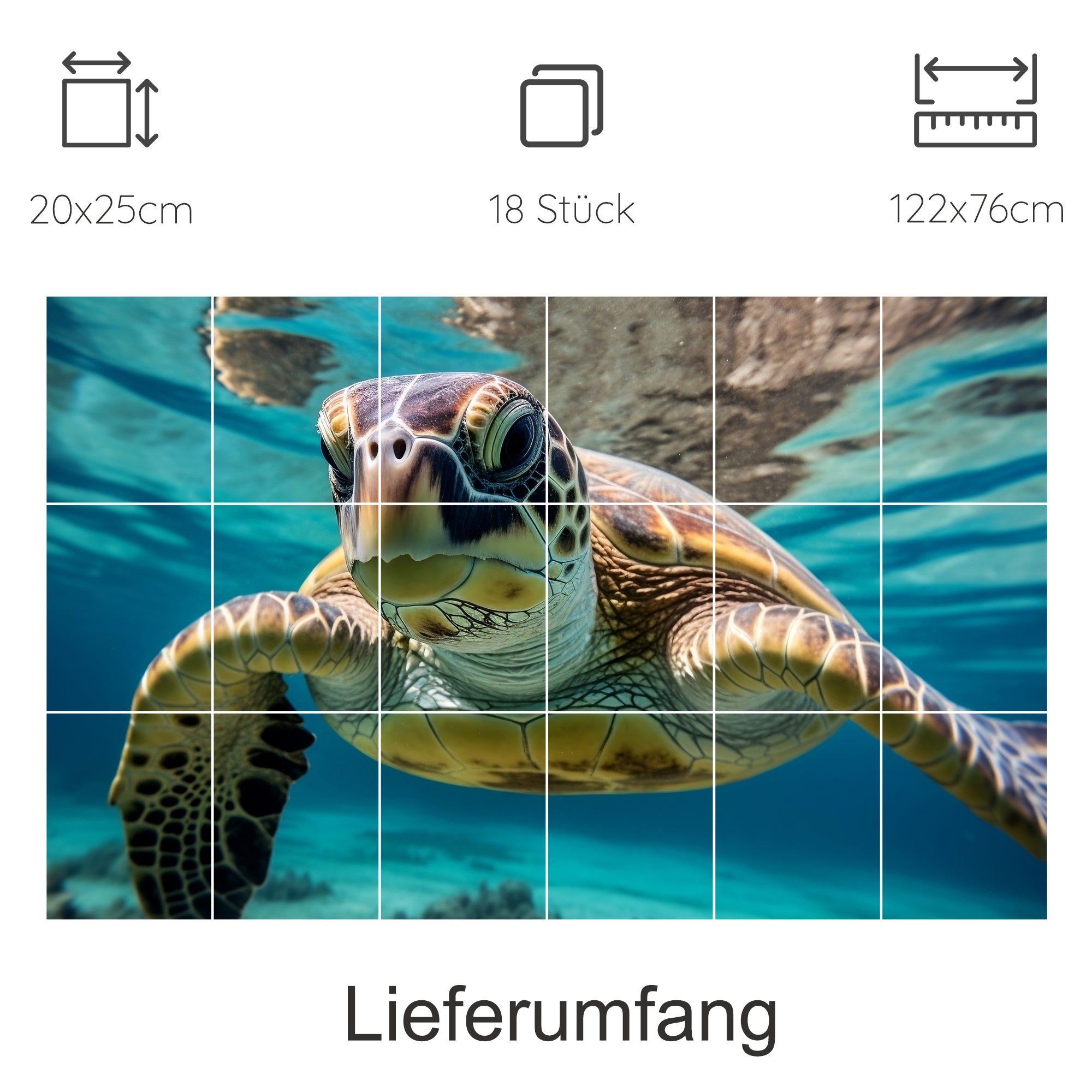 Schildkröte im Wasser, lebendige Farben, detailreiche Unterwasseraufnahme.