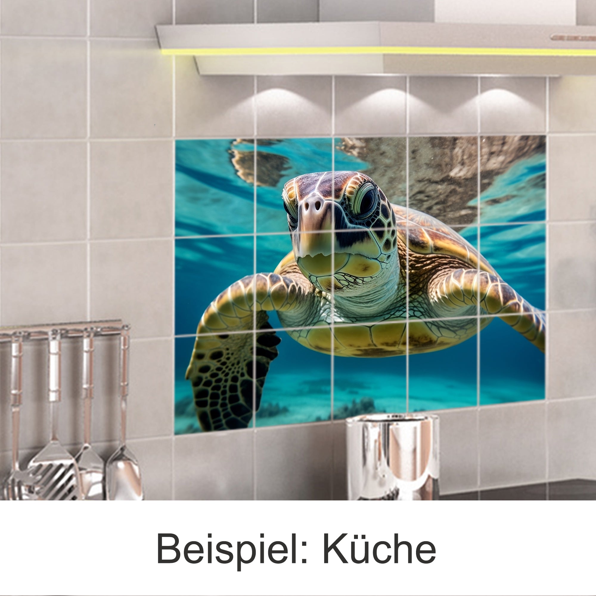 Schildkröte schwimmt im klaren Wasser, lebendige Farben.