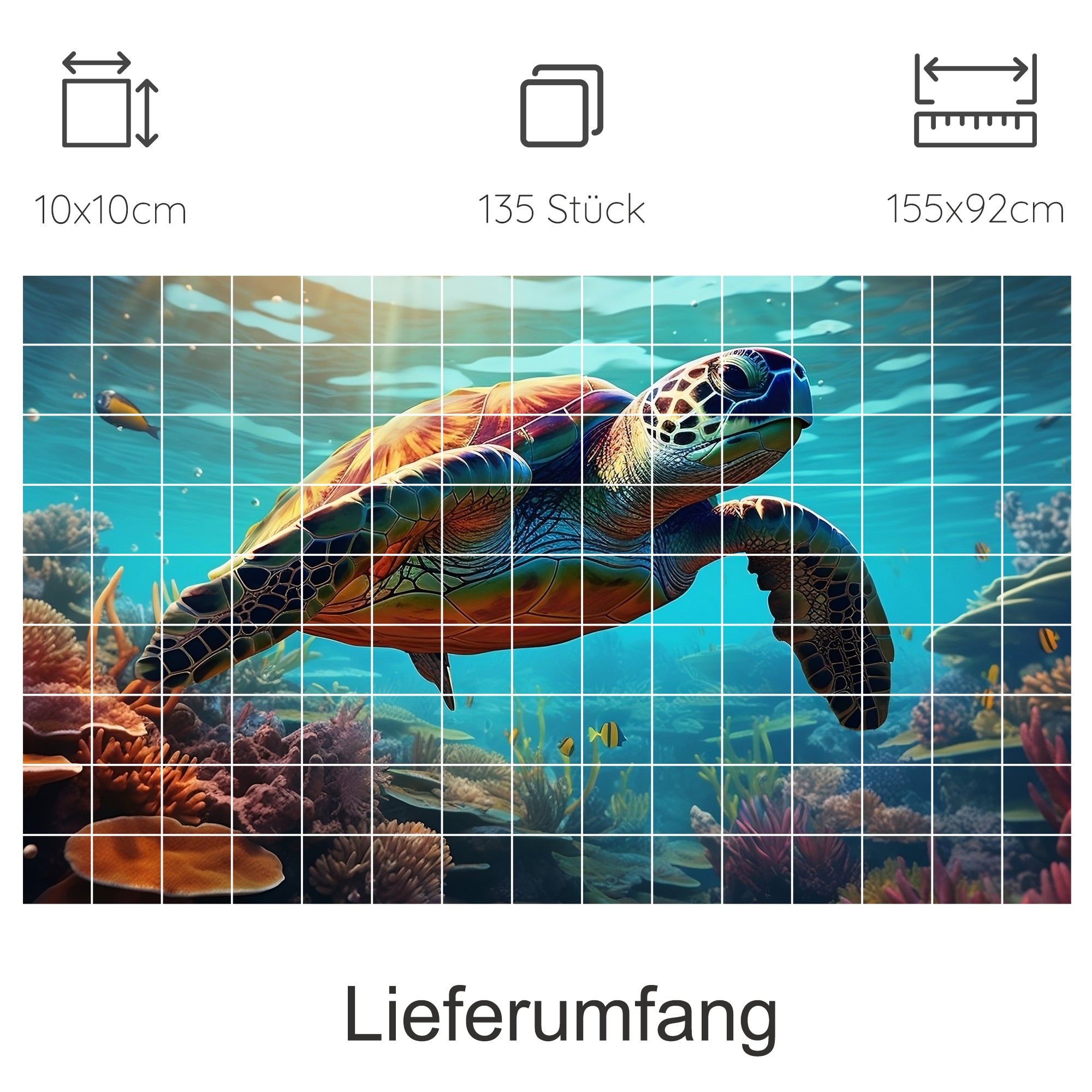 Schildkröte im Wasser, lebendige Farben, 135 Teile Puzzle.