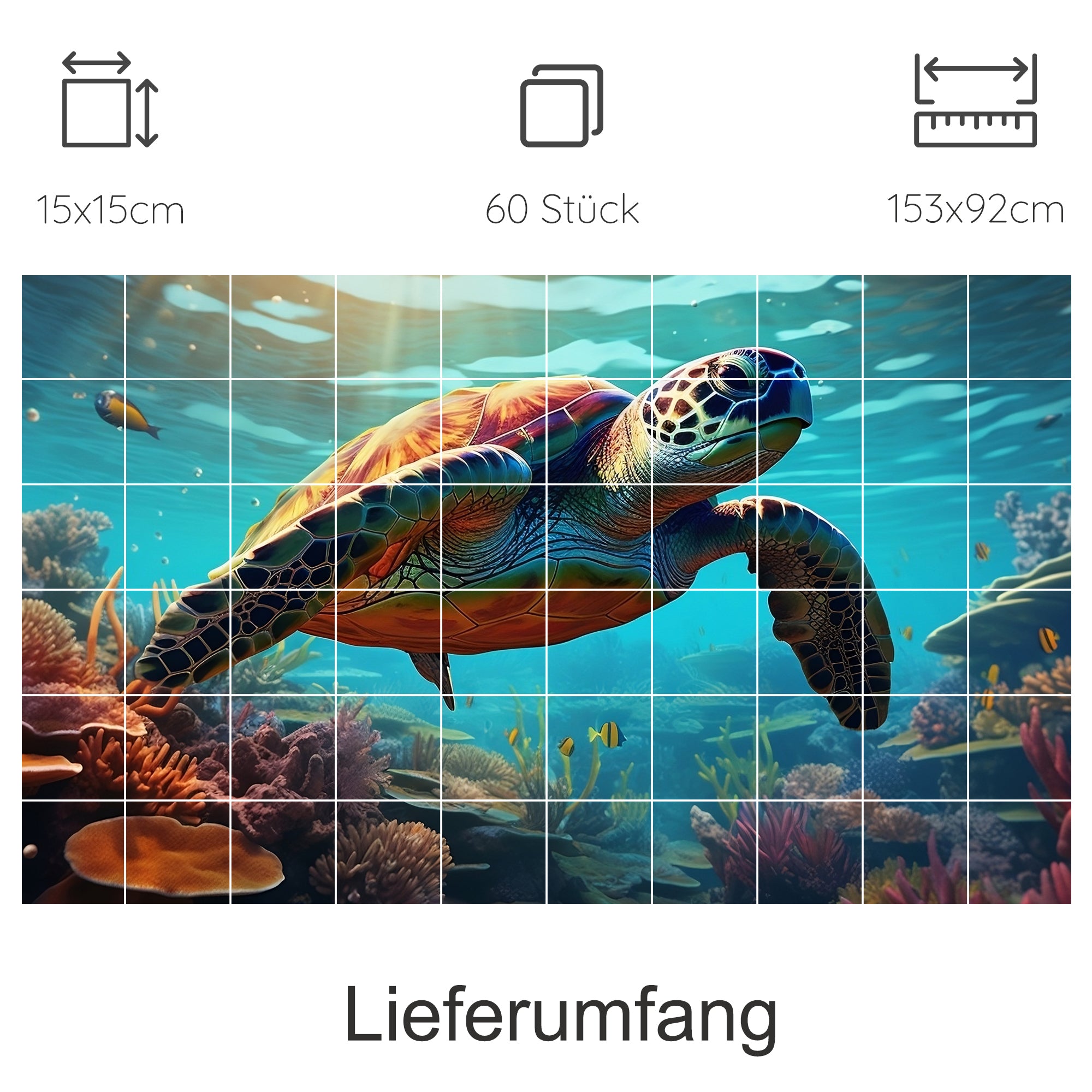 Schildkröte im Wasser, lebendige Farben, 60 Teile Puzzle.
