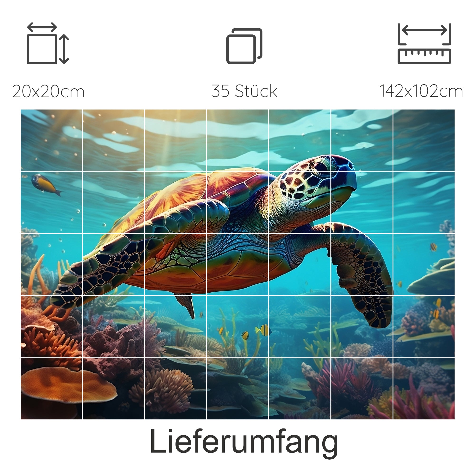 Bunte Meeresschildkröte schwimmt im klaren Wasser.