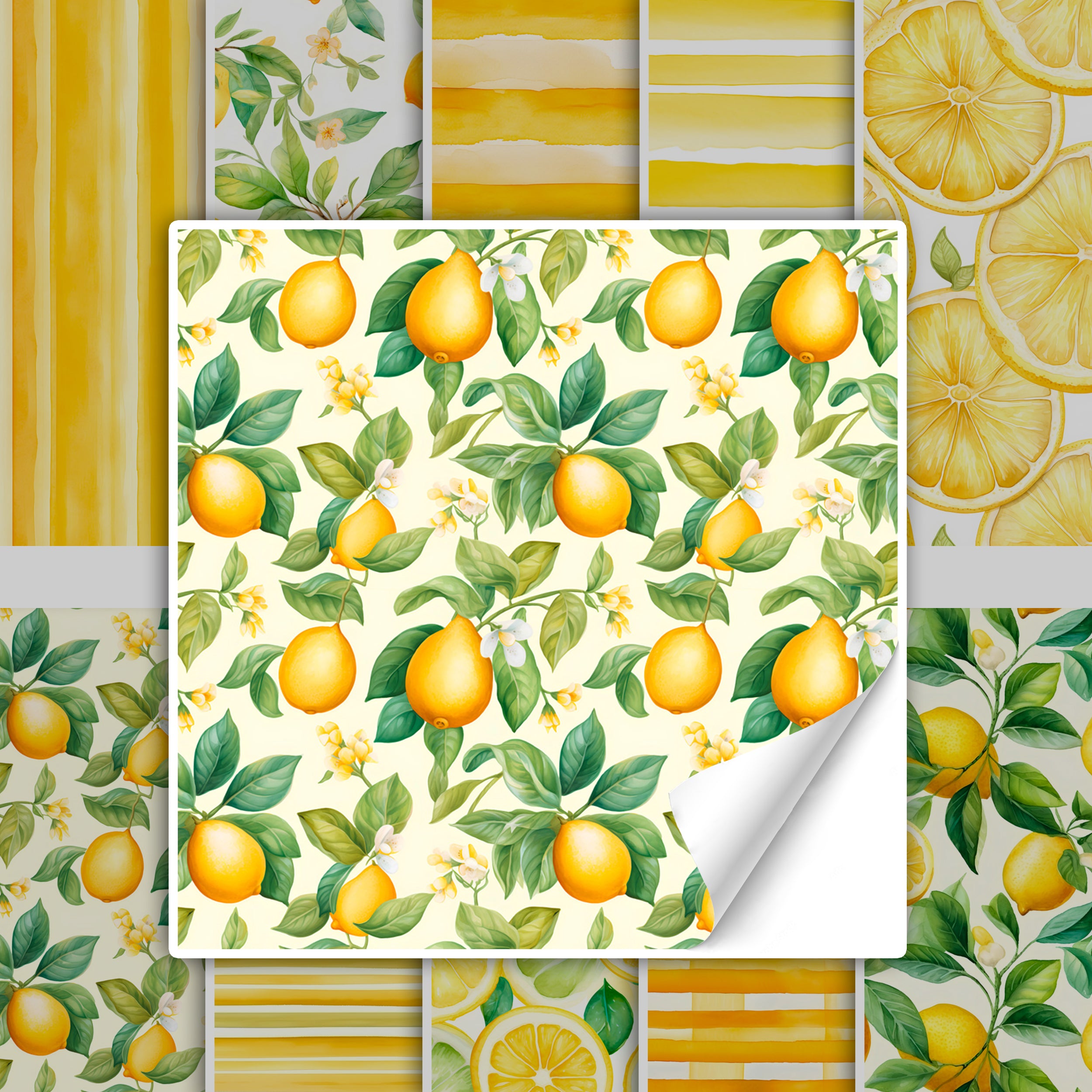 Gelbe Zitronen mit grünen Blättern auf hellem Hintergrund.