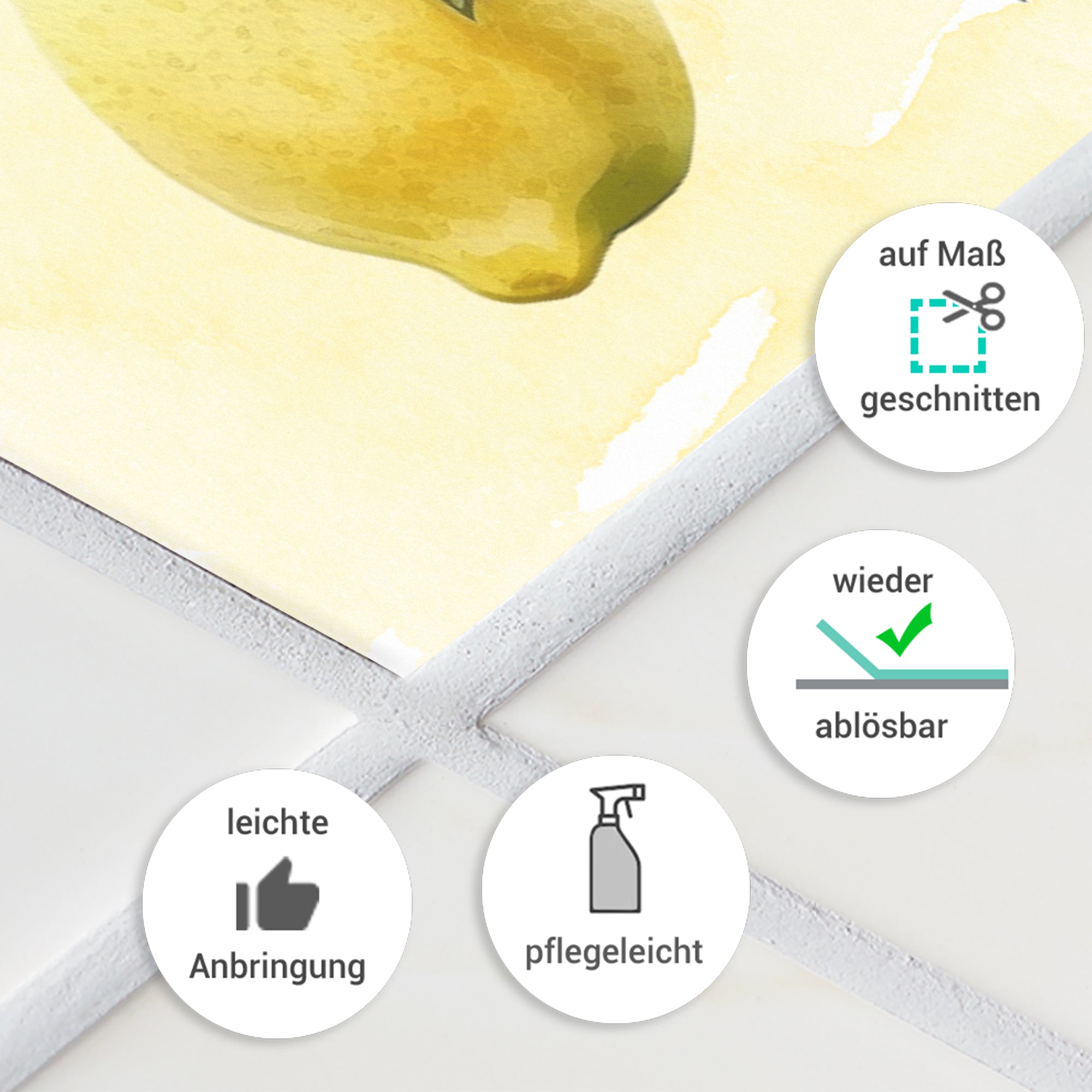 Gelbe Birne auf hellem Hintergrund, pflegeleichte Wandtapete.