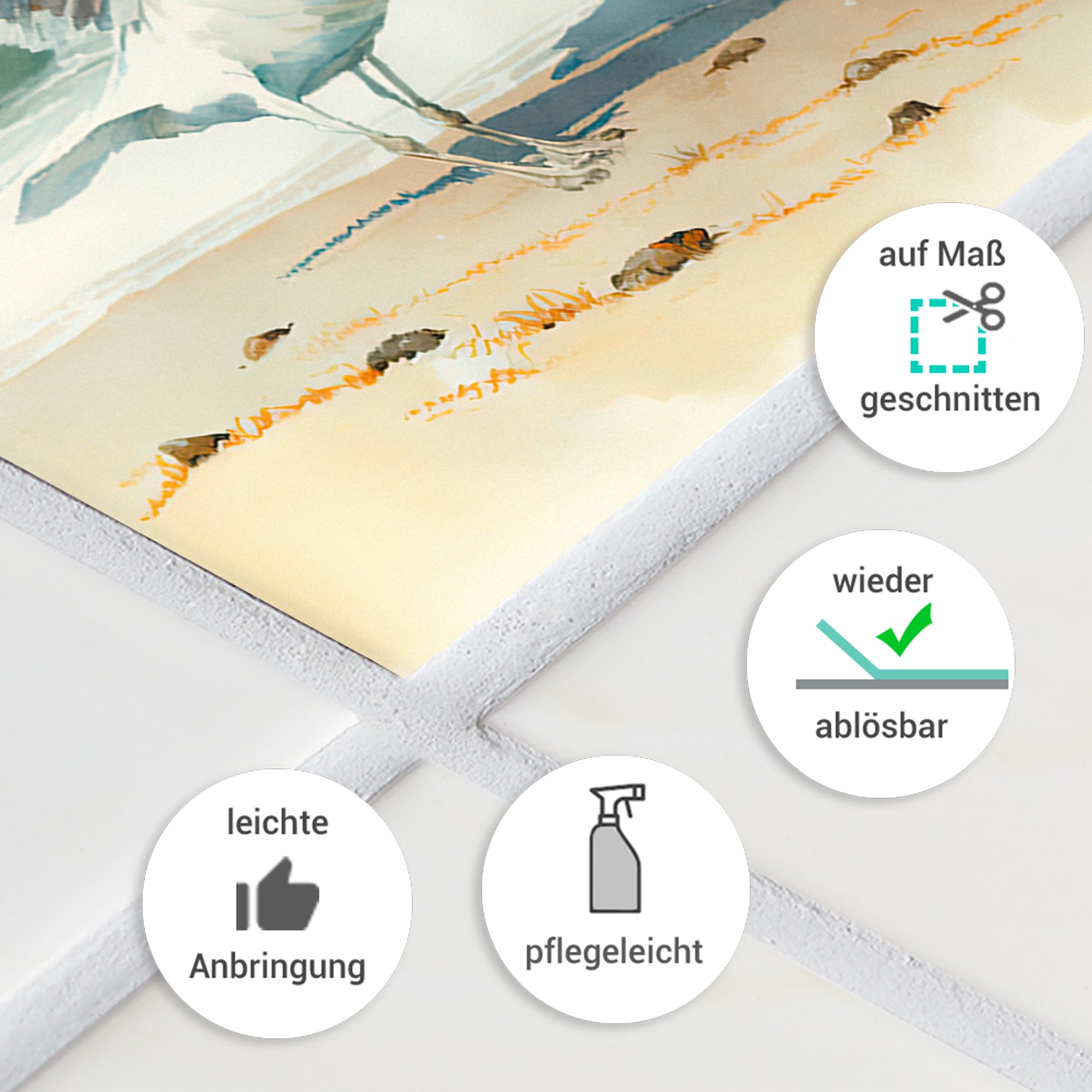 Wandtattoo mit Pferdemotiv, pastellfarben, pflegeleicht und ablösbar.