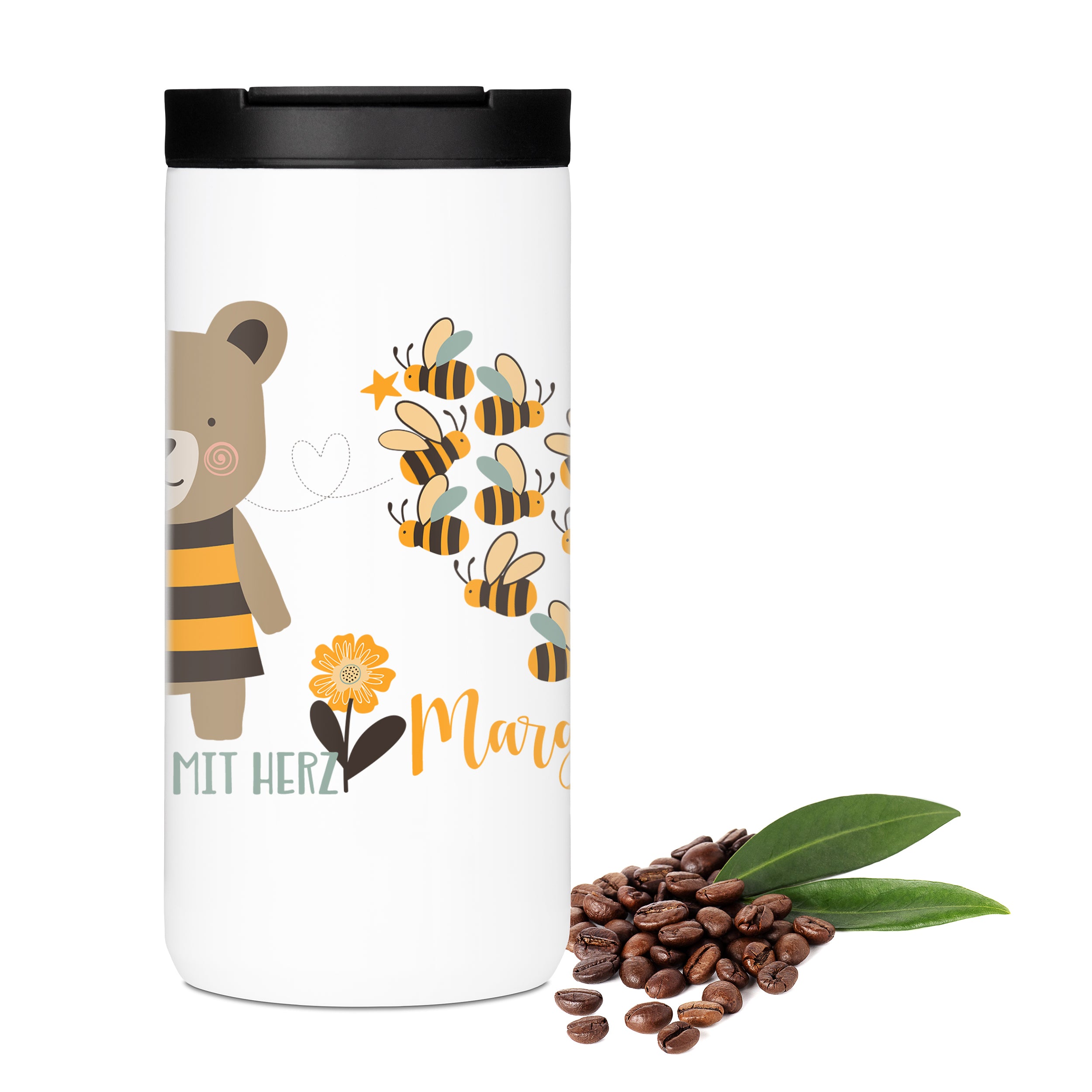 Kaffeebecher mit Herz und Bienenliebe