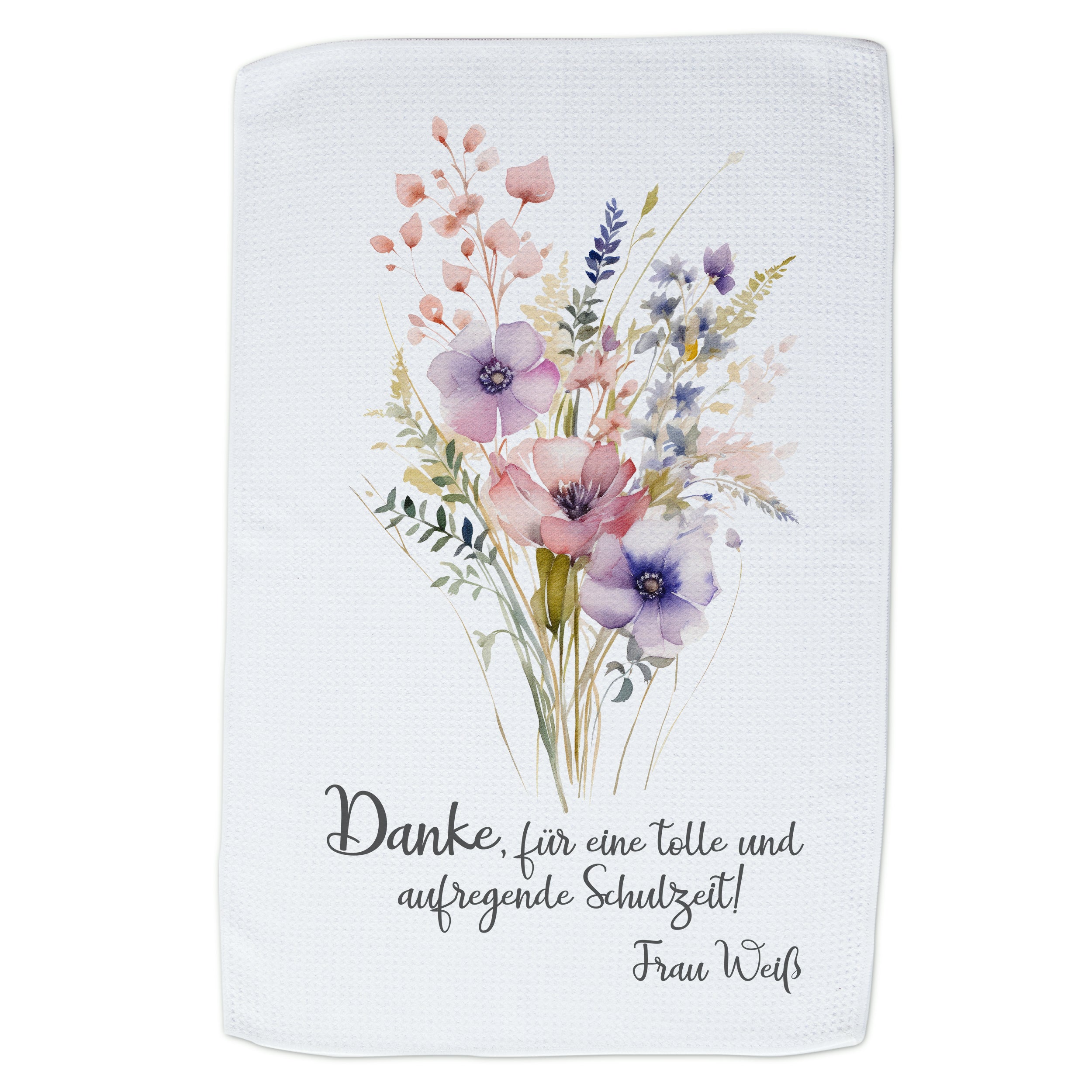 Geschirrtuch mit Blumenmotiv - Danke für die schöne Zeit
