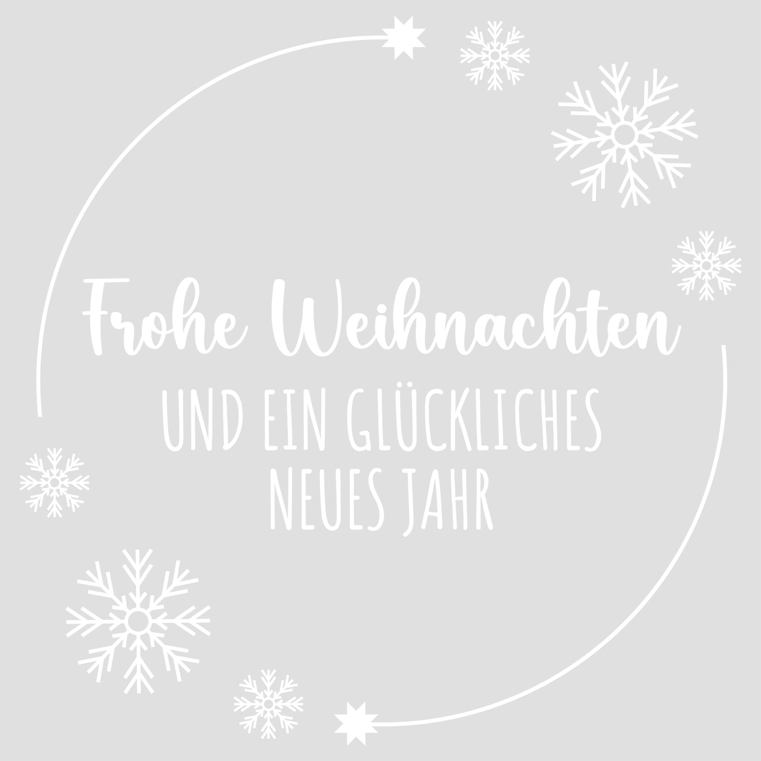 Frohe Weihnachten und ein glückliches neues Jahr, weiße Schrift.